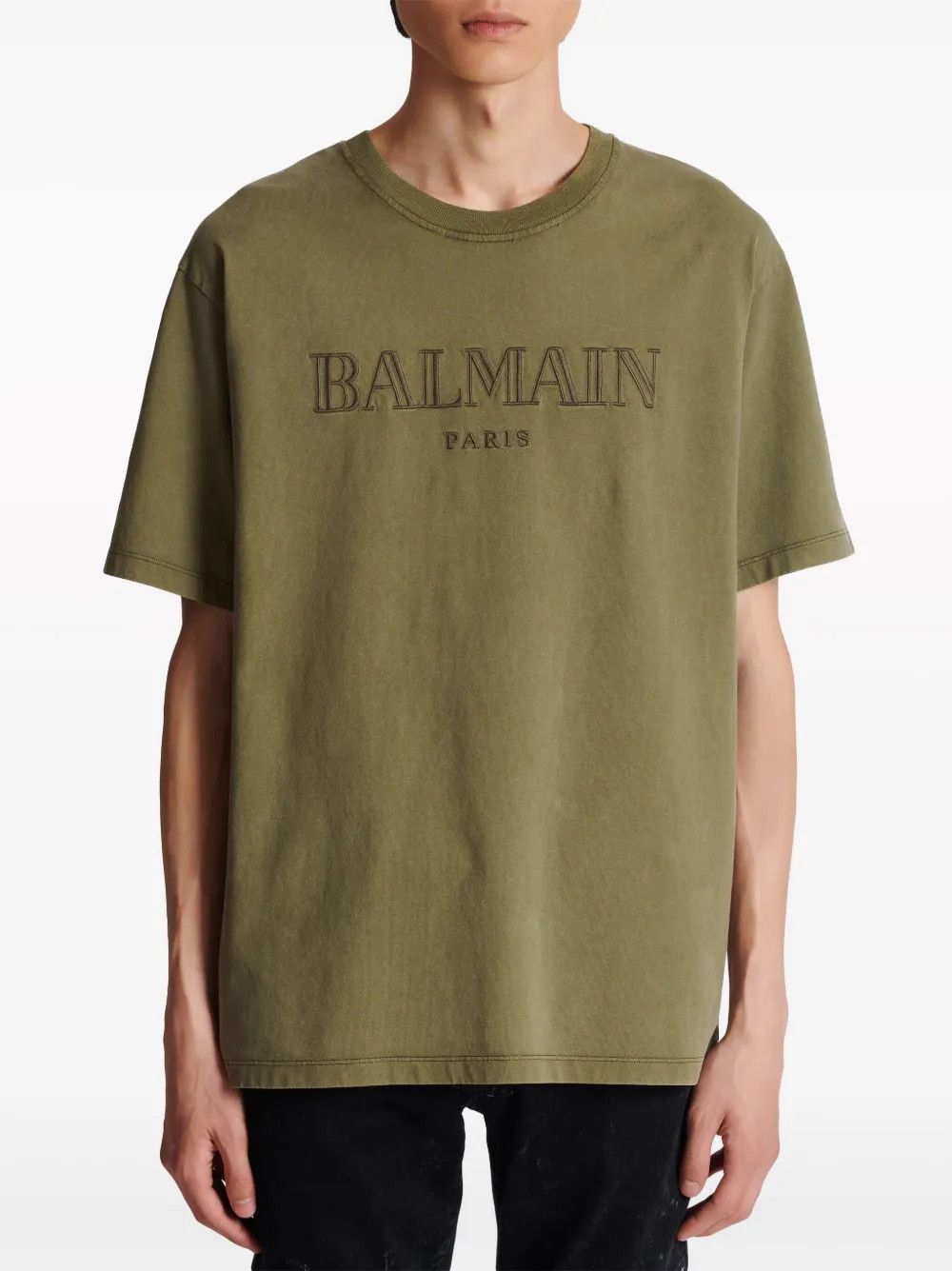 Balmain o1y0426 Logo Crewneck T-Shirt in Military Green Size US XS / EU 42 / 0 - 5 Thumbnail