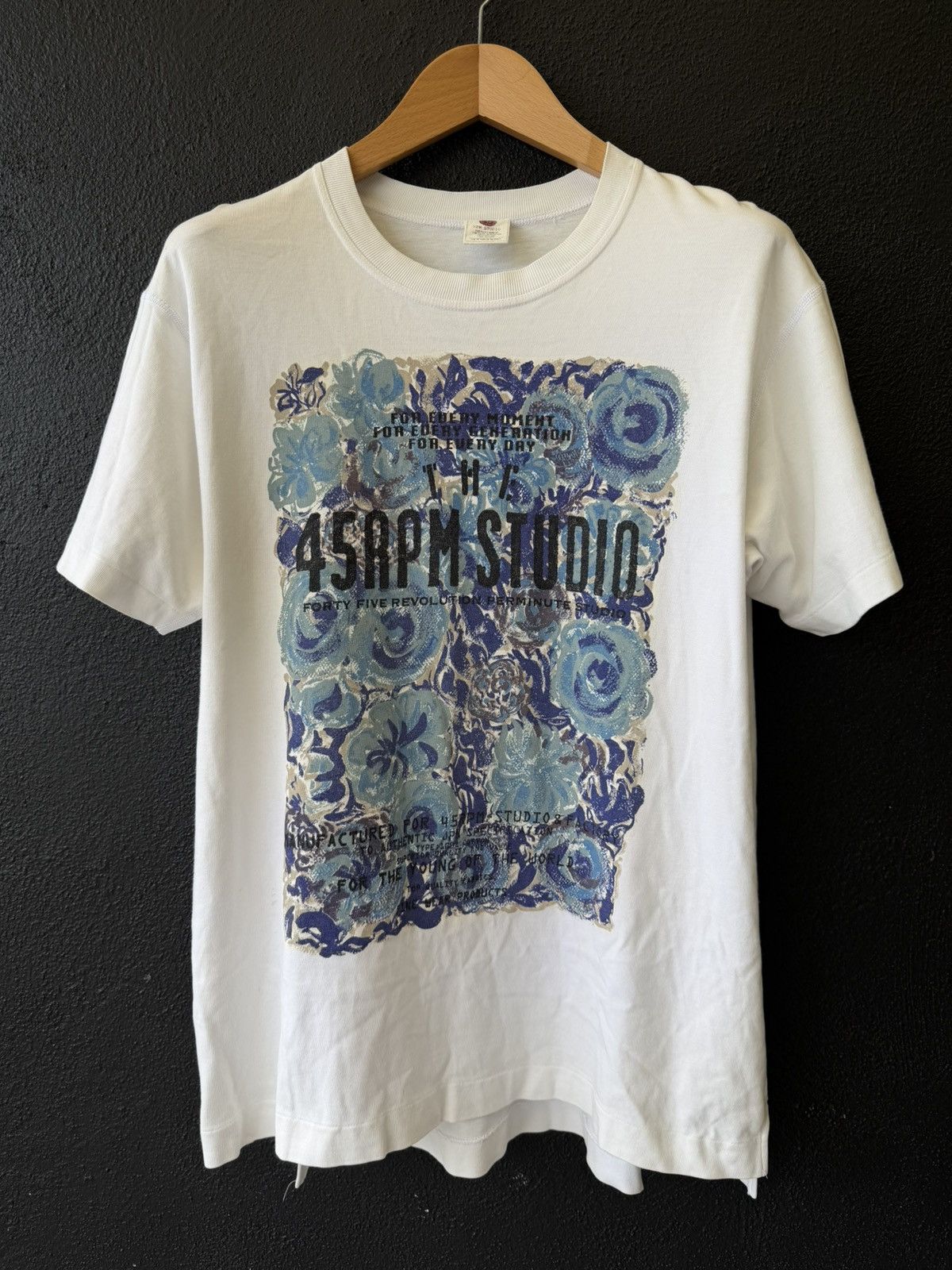 45rpm Vintage 45RPM STUDIO Blue Floral Graphic T-Shirt Size US L / EU 52-54 / 3 - 1 Thumbnail