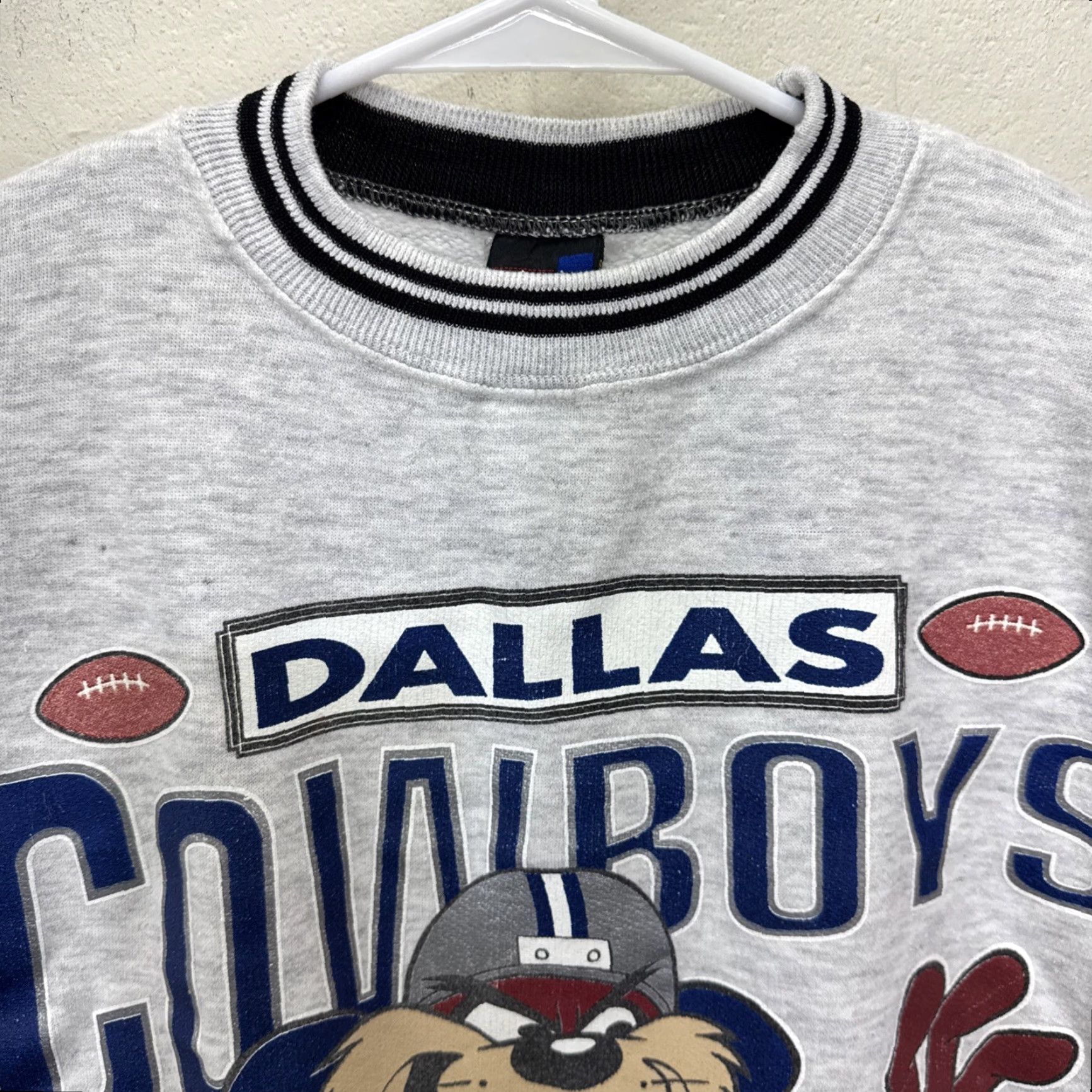 Vintage VINTAGE Dallas Cowboys Sweatshirt Main Point: TAZ Looney Tunes Gray NFL Large Adult Large Gray 1990s Cowboys Mens Size US L / EU 52-54 / 3 - 5 Thumbnail