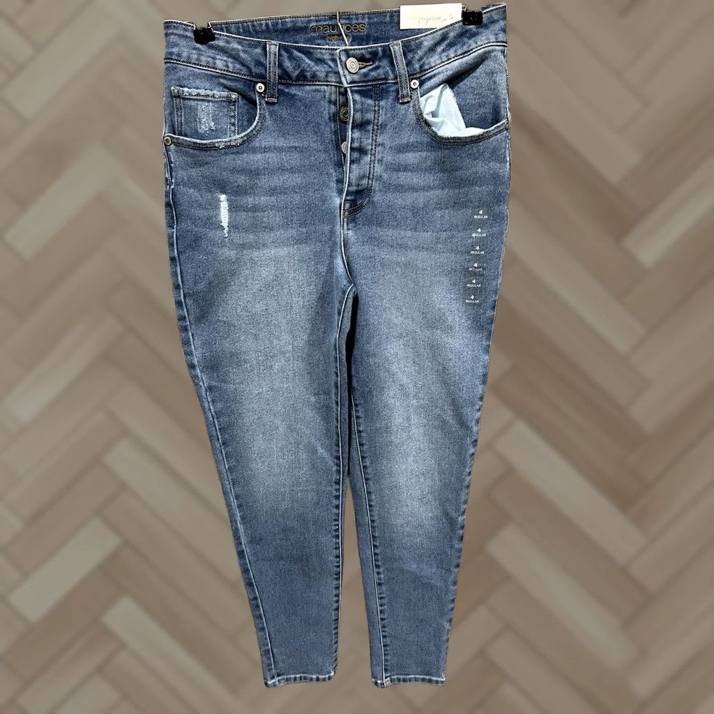 Vintage Maurices Jeans Womens Mom Regular Size 4 High Rise Blue Denim 5-Pocket Zip Button Stretch Vintage No Size 27" / US 4 / IT 40 - 1 Thumbnail