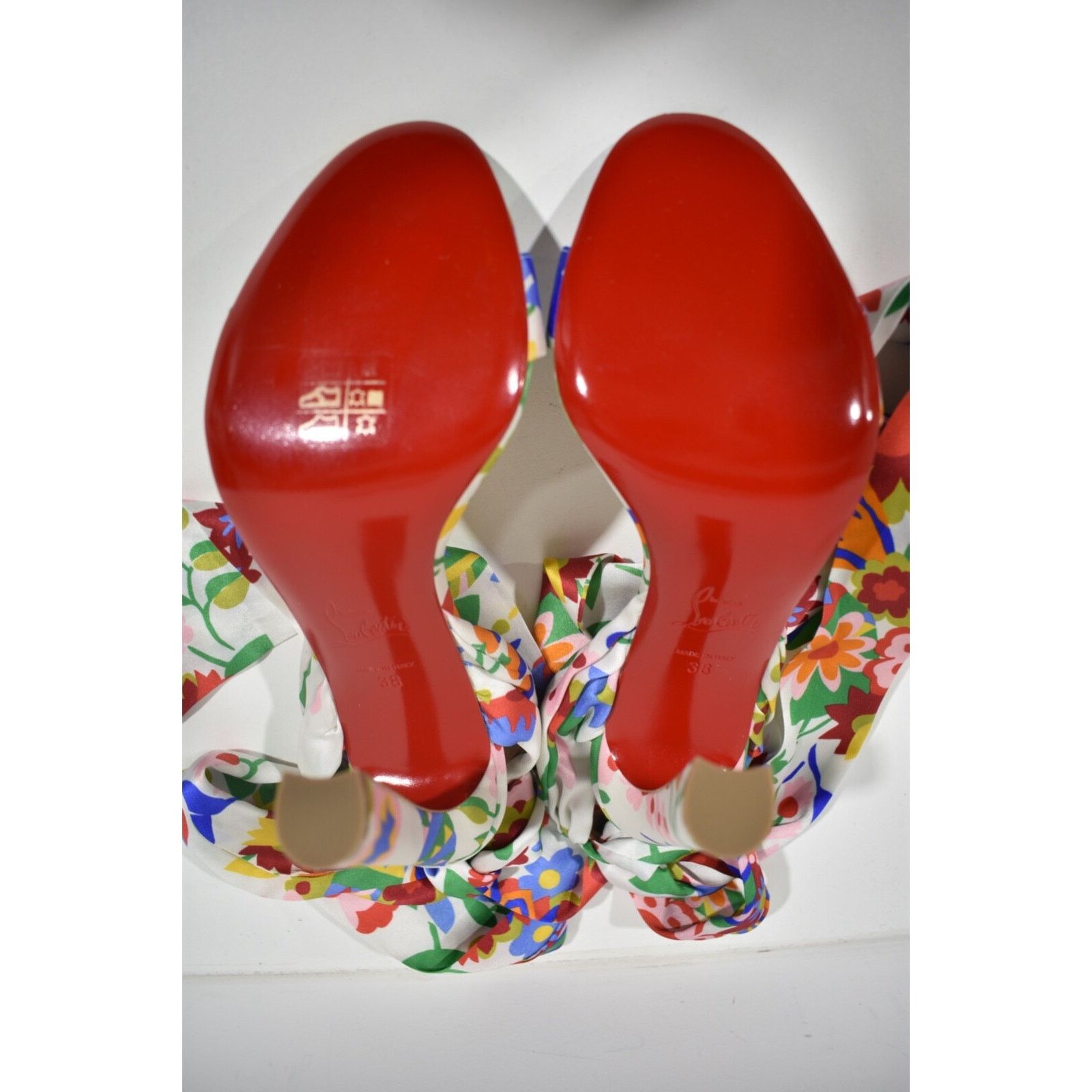 Christian Louboutin Crosse Du Desert 100 Bloomy Lace Up Tie Sandal Heel Pump 38 Size US 8 / IT 38 - 12 Thumbnail