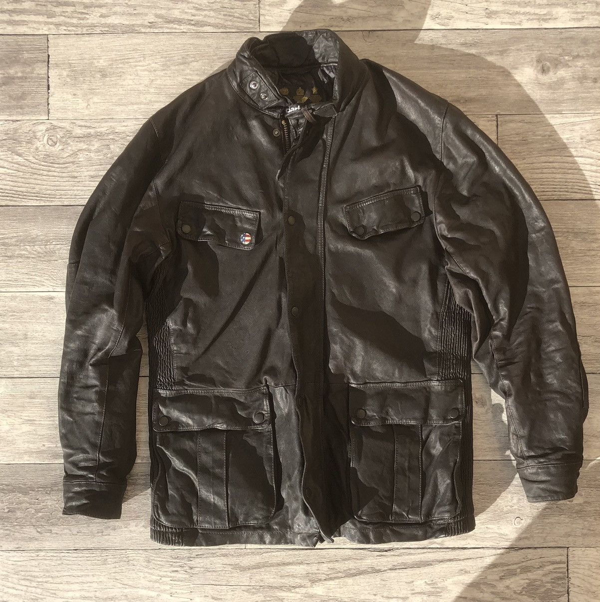 Barbour leather motorcycle jacket on sale