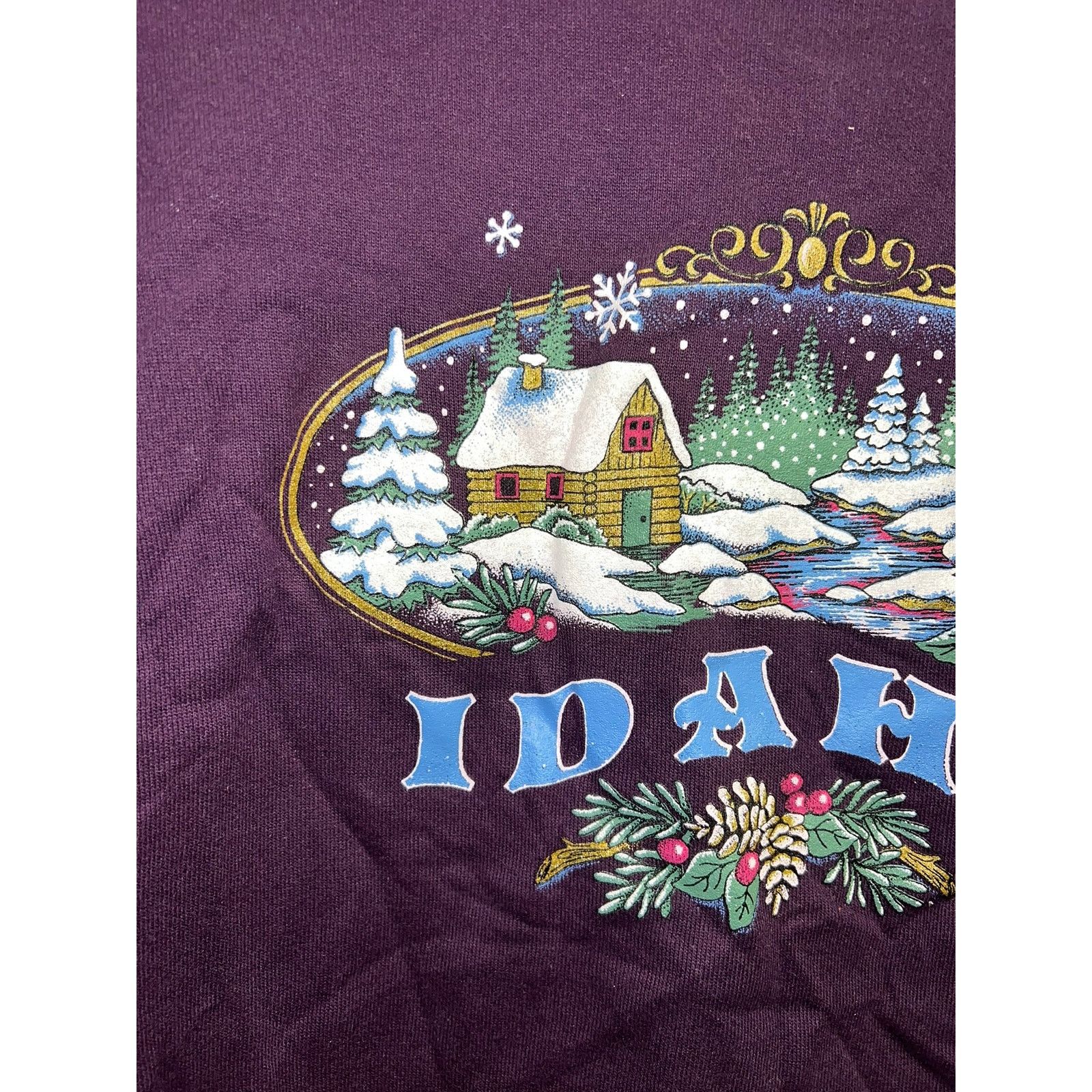Jerzees Vintage Idaho Sweatshirt Winter Snow Crewneck Purple 90s L Size US L / EU 52-54 / 3 - 2 Thumbnail