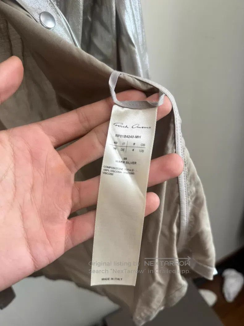 Other Rick Owens 22SS metallic silver blouse with buttoned cuff| Size XS / US 0-2 / IT 36-38 - 5 Thumbnail