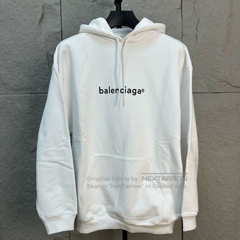 Balenciaga Balenciaga White Printed Logo Hoodie Size US S / EU 44-46 / 1 - 1 Thumbnail