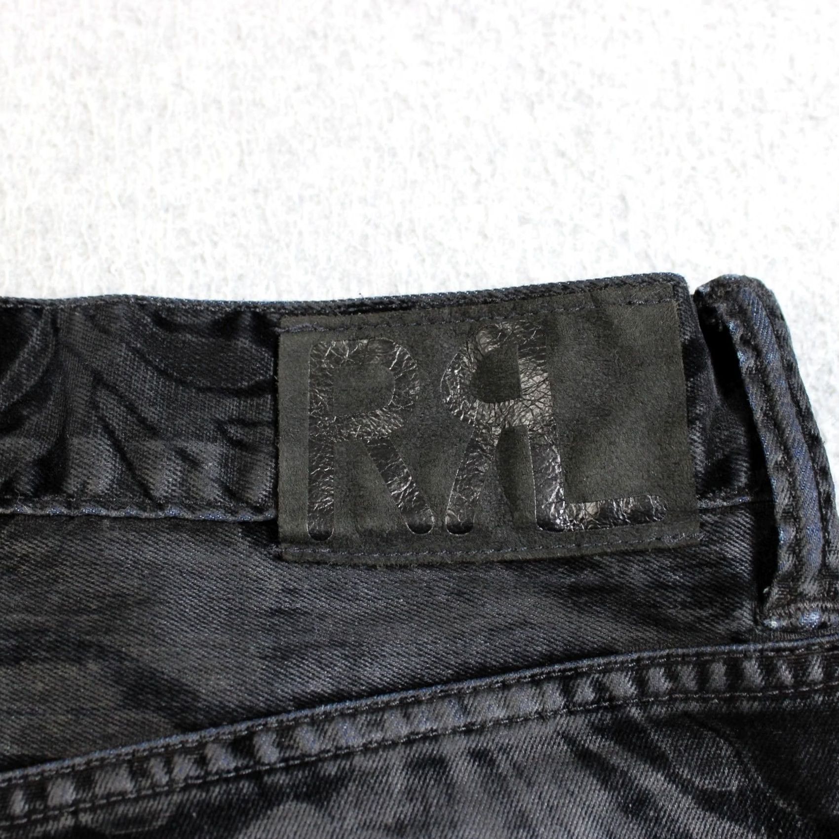 Denime RRL Jeans Women 27 Black Dark Wash Slim Straight Floral Denim Stretch Burn Out Size 27" / US 4 / IT 40 - 5 Thumbnail