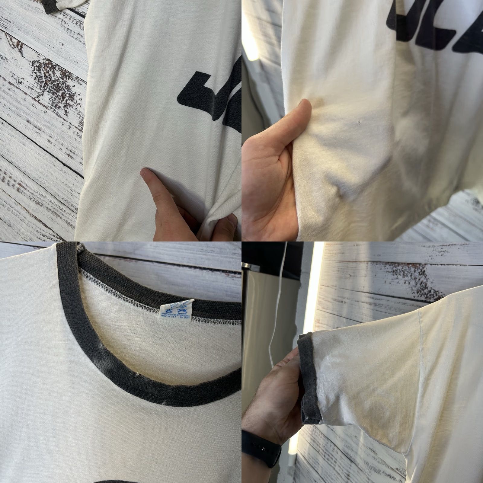 Champion Vtg 80s JLG Industries Construction Equipment Paper Thin Ringer T-Shirt Medium Mens Ivory 90s Colorful Champion Shirt Tee (Men) Size US M / EU 48-50 / 2 - 9 Thumbnail
