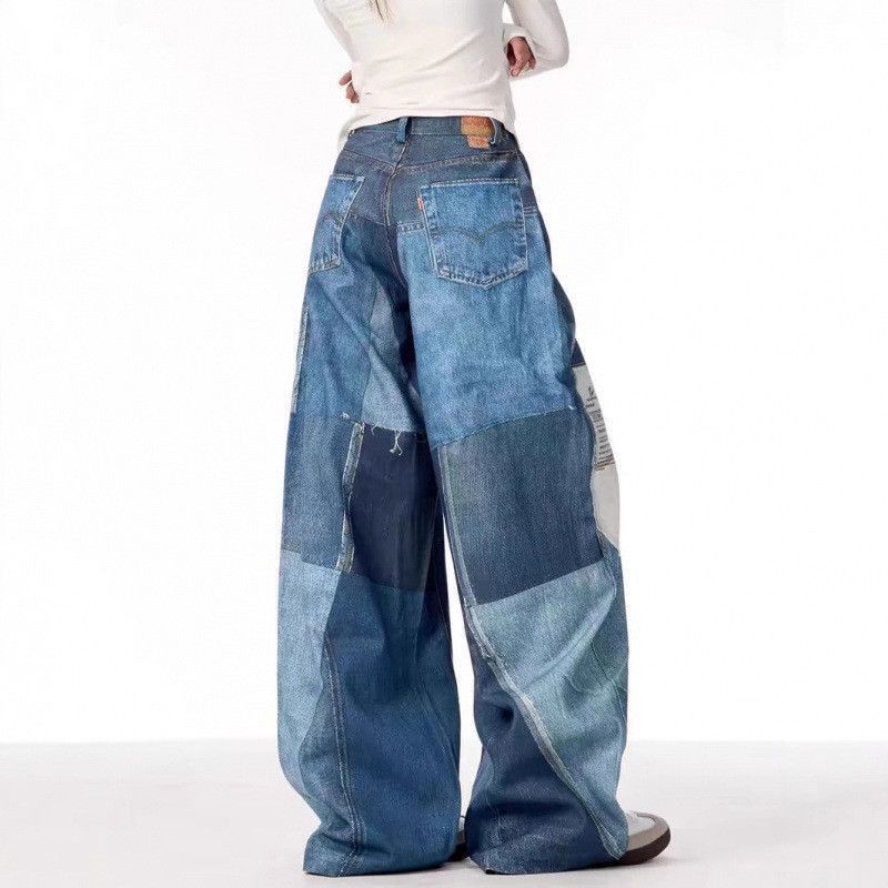 Japanese Brand Retro loose patchwork printed jeans Size US 32 / EU 48 - 4 Thumbnail