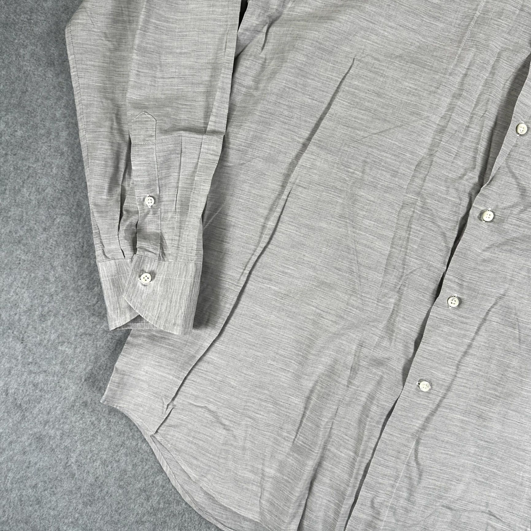 Canali Canali Dress Shirt Mens 44 17.5 Gray Solid Spread Collar Long Sleeve Italy Size 44R - 3 Thumbnail