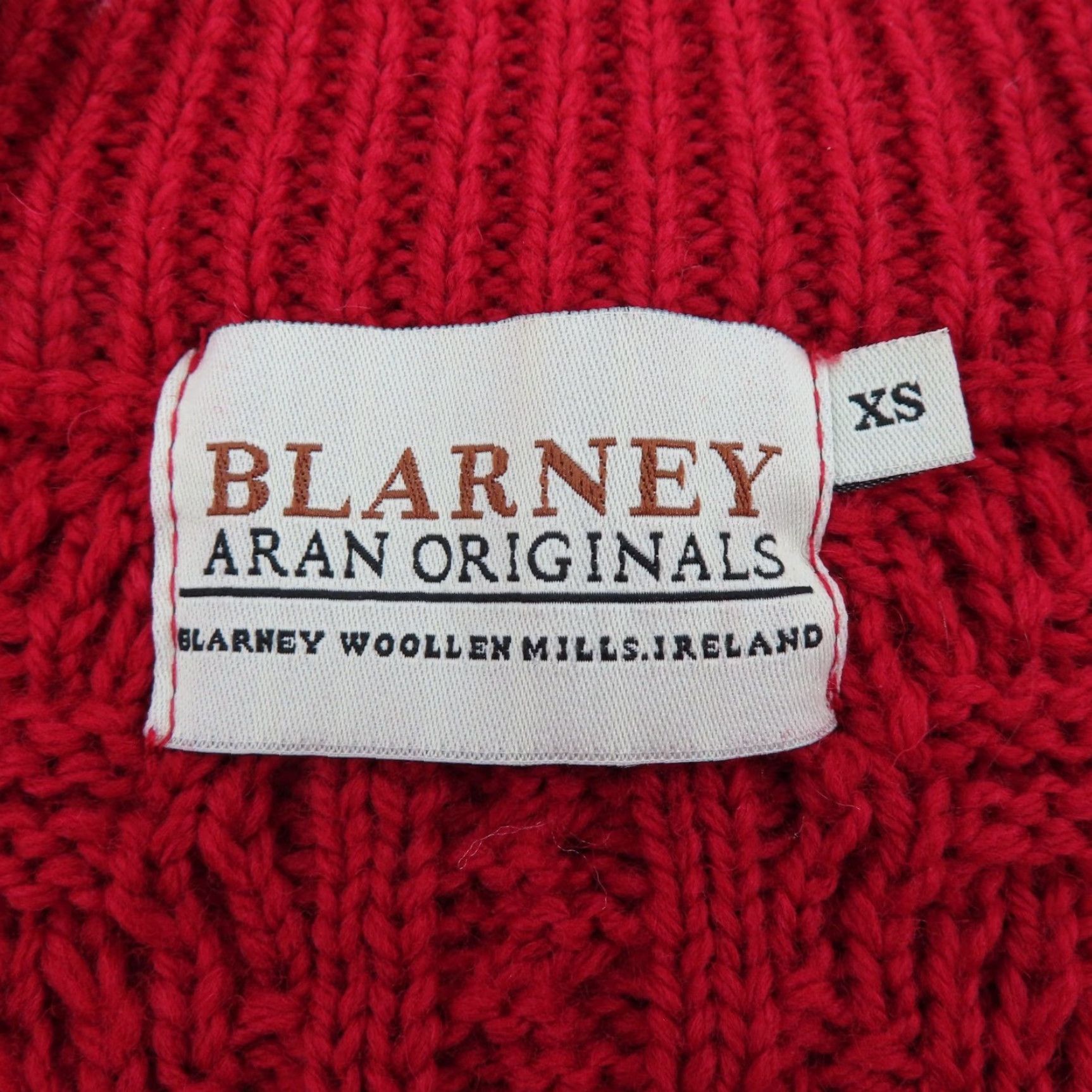 Vintage Blarney Aran Originals Womens XS Red Wool Knit Zip Sweater Size XS / US 0-2 / IT 36-38 - 6 Thumbnail