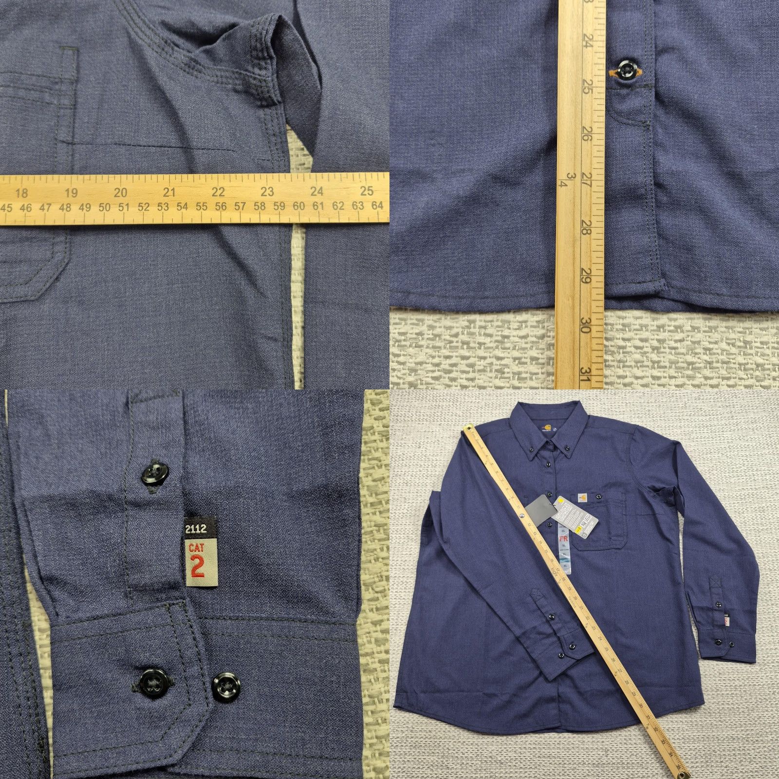 Carhartt Carhartt FR Force Button Up Shirt Womens XL Blue Flame Resistant Long Sleeve Size XL / US 12-14 / IT 48-50 - 9 Thumbnail