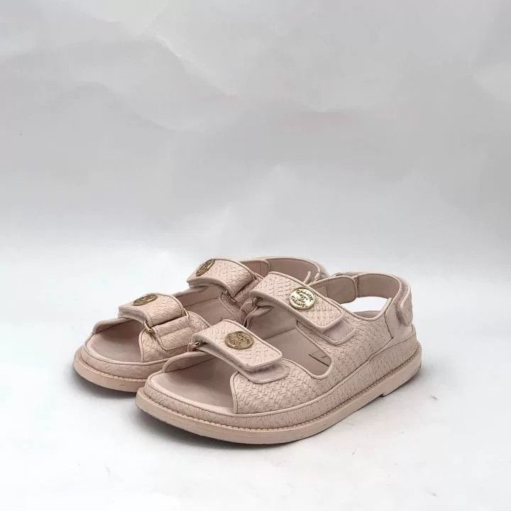 Chanel Chanel Pink Logo Velcro Open-Toe Sandals Size US 5 / IT 35 - 1 Thumbnail