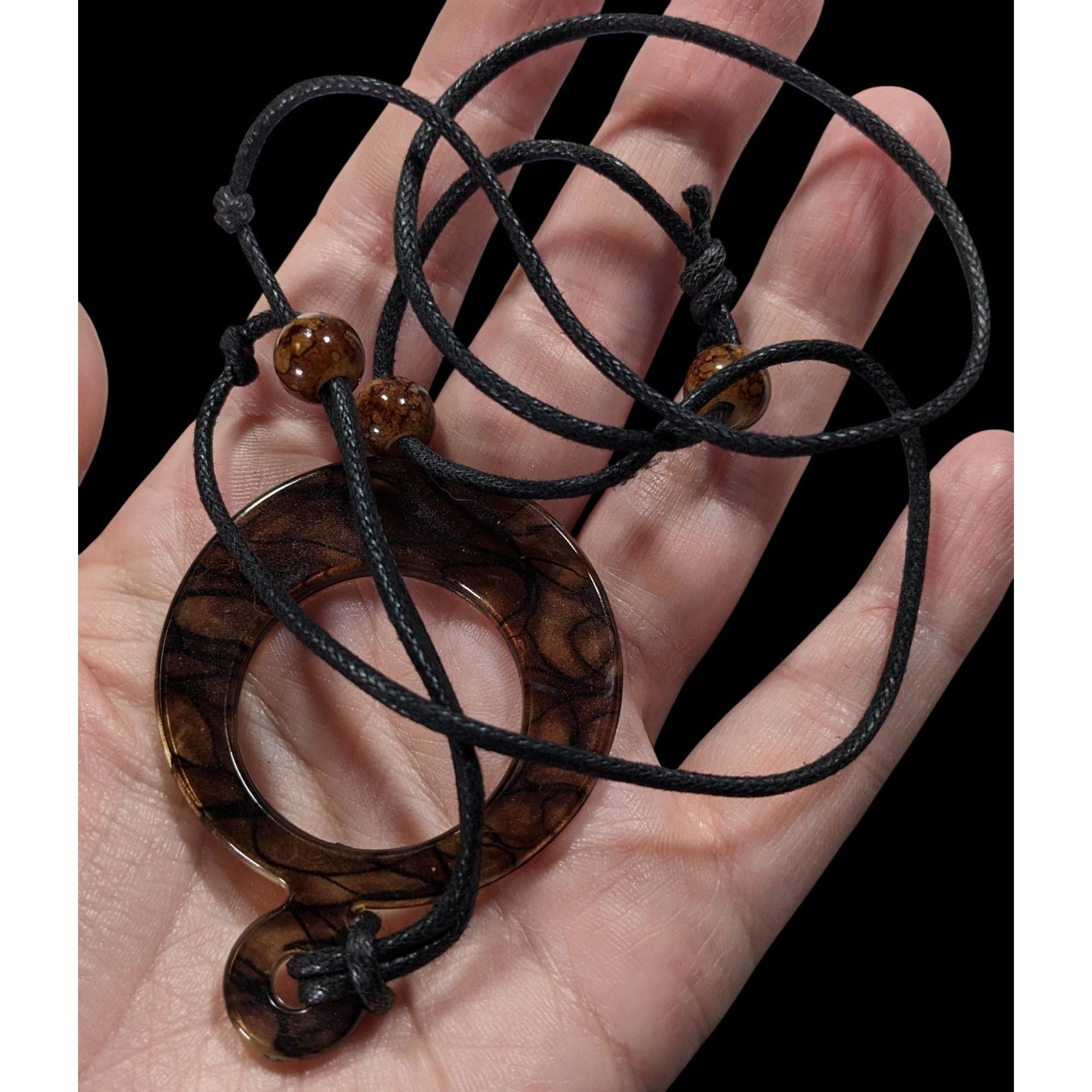 Other Brown Resin Pendant Necklace With Adjustable Black Cord & Be Size ONE SIZE - 3 Thumbnail