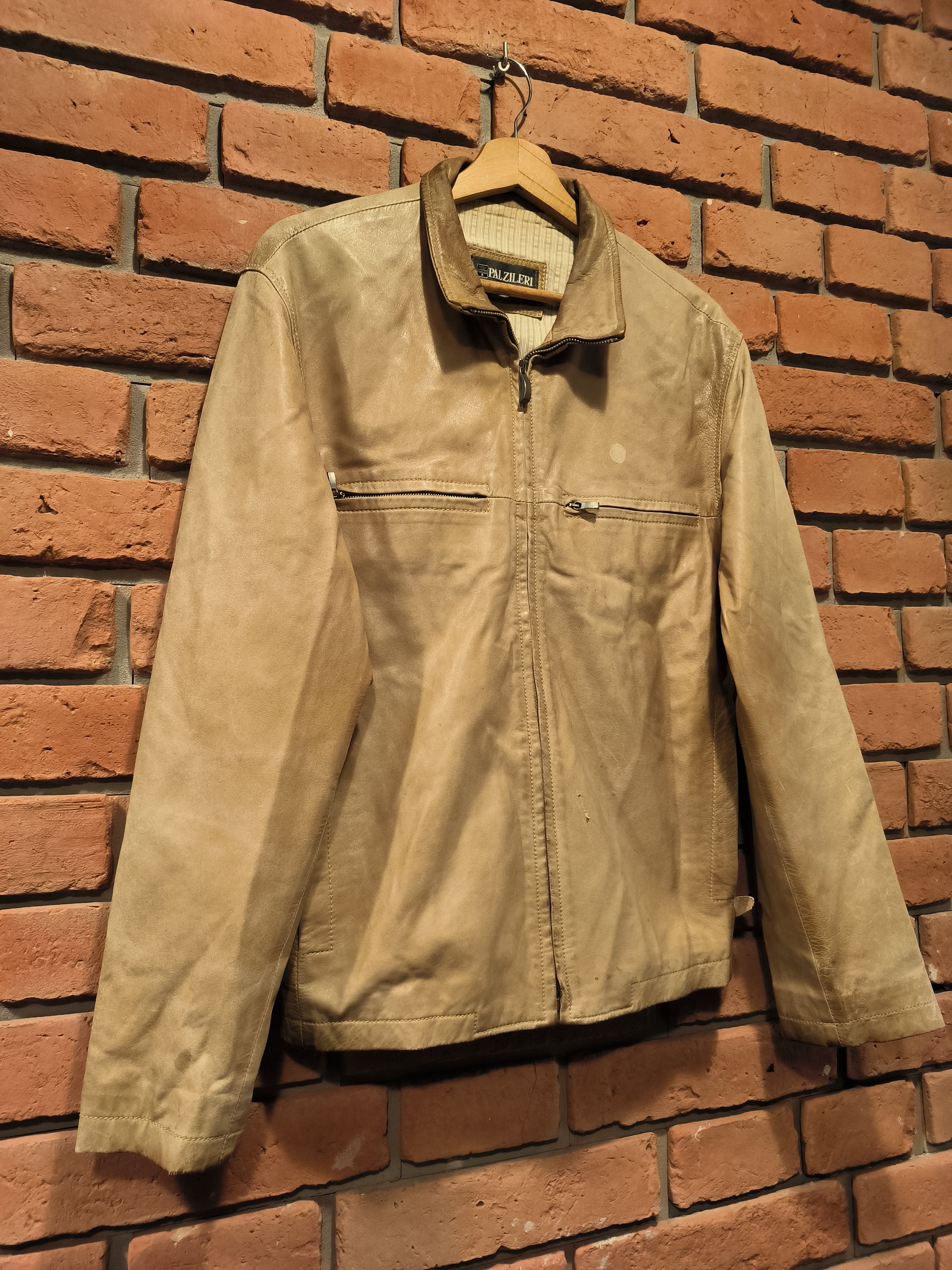 Pal Zileri × Vintage Vintage Pal Zileri Sport Leather Jacket Beige Size US M / EU 48-50 / 2 - 5 Thumbnail