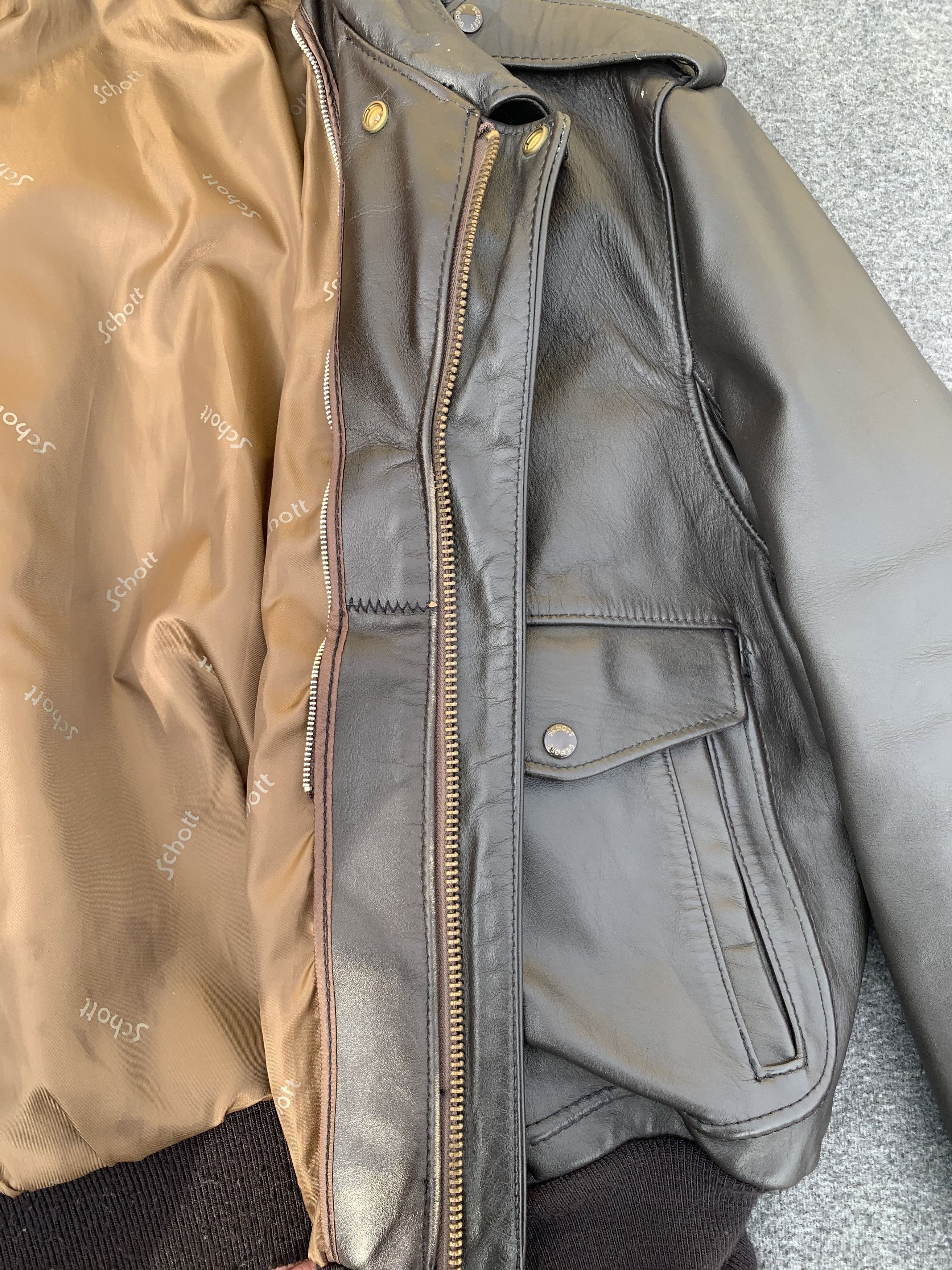 Schott Schott NYC 684SM – Naked Cowhide Flight Jacket – Size 52 US Size US L / EU 52-54 / 3 - 10 Thumbnail