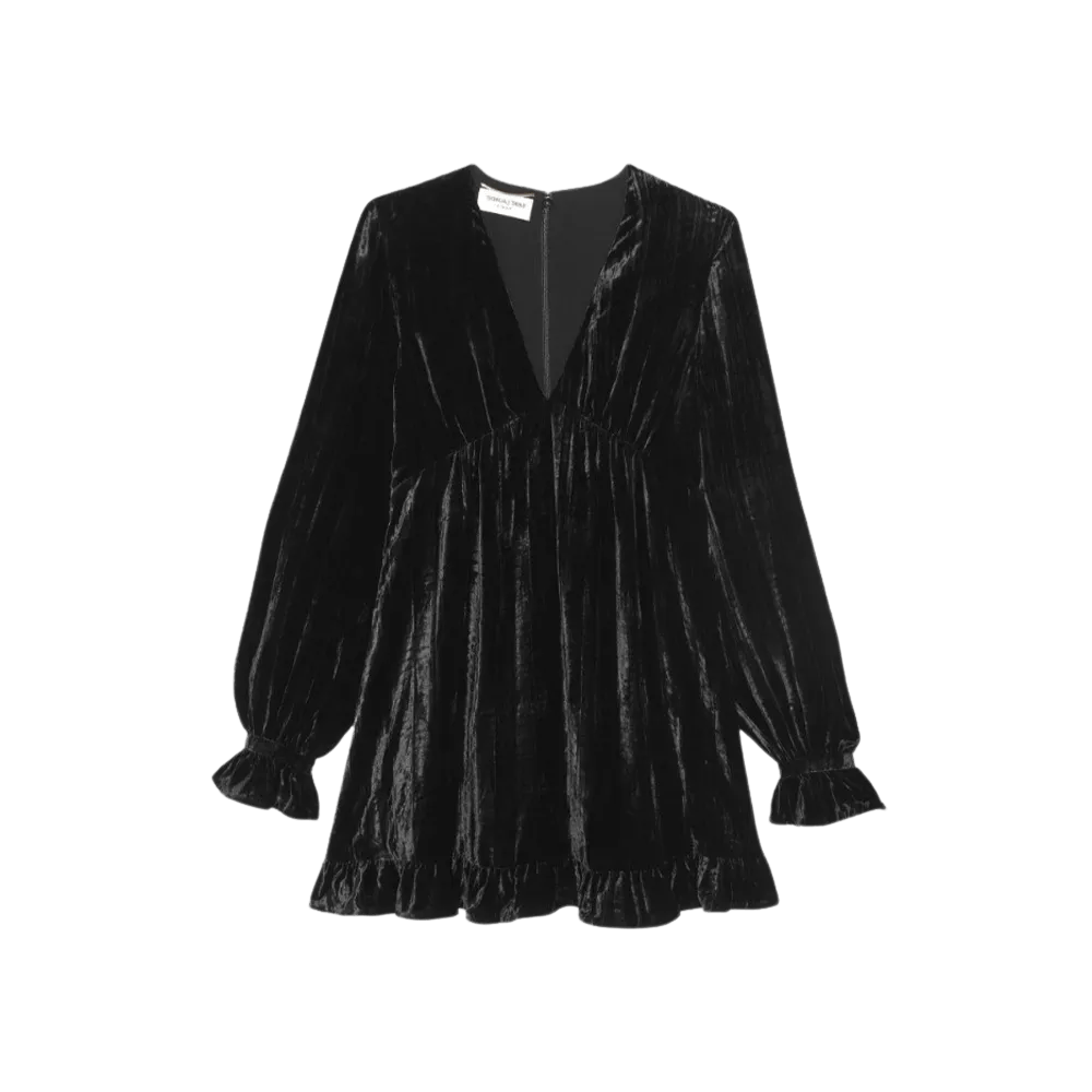 Saint Laurent Paris o1s1wg111124 Short Dress in Matte Velvet in Black Size XS / US 0-2 / IT 36-38 - 1 Thumbnail