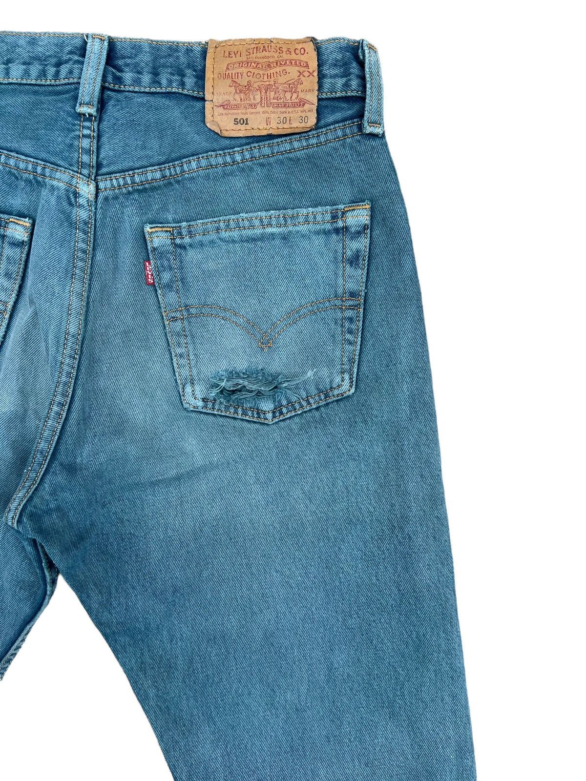 Levi's Vintage 90s Levi’s 501 Distress Mud Fade Green Denim Jeans Size US 30 / EU 46 - 16 Thumbnail