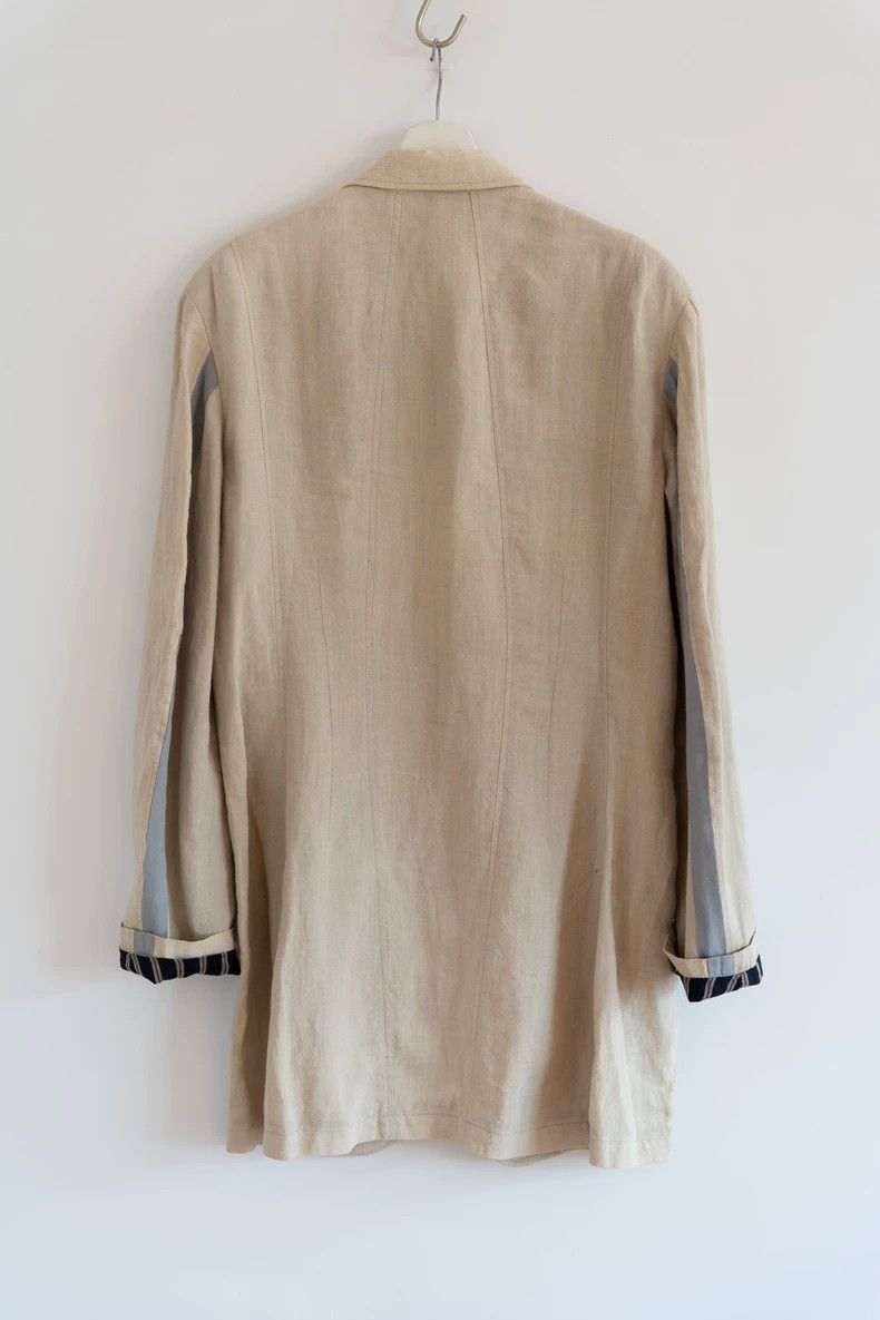 Yohji Yamamoto Yohji Yamamoto Yohji Yamamoto Striped Linen Long Coat Size US L / EU 52-54 / 3 - 2 Thumbnail