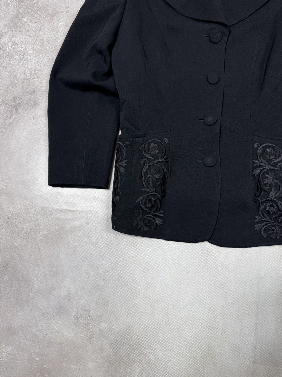 Jil Sander Vintage Jil Sander 80s Wool Embroidered Blazer West Germany Size XS / US 0-2 / IT 36-38 - 4 Thumbnail