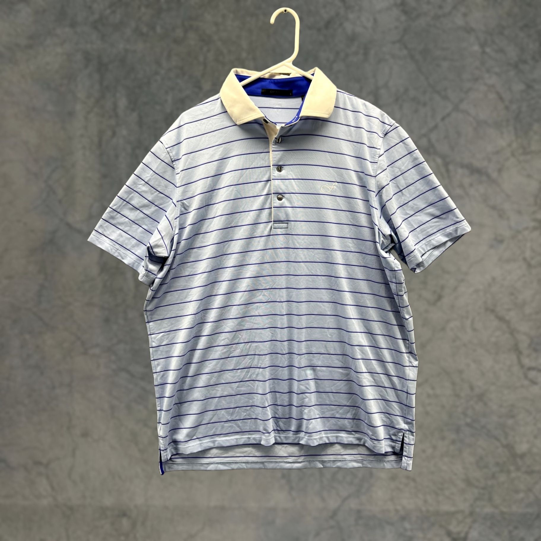 Vintage Greyson Polo Shirt Mens Large Blue Stripe Golf Performance Stretch Short Sleeve Size US L / EU 52-54 / 3 - 1 Thumbnail
