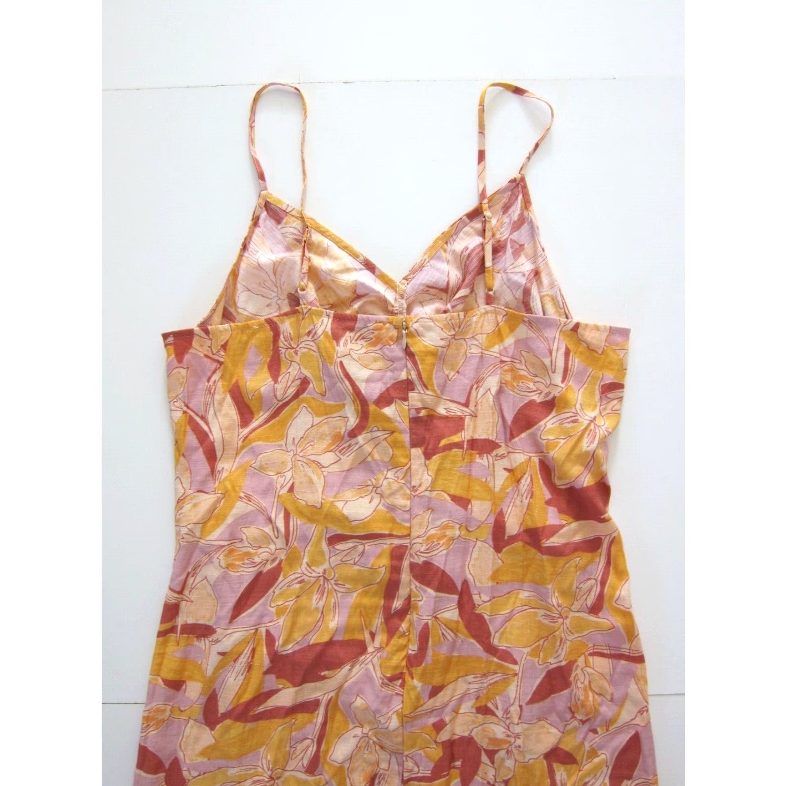 Nine West Nine West Slip Dress XL Violet Pink Purple Floral Ruched Spaghetti Strap Rayon V-Neck Back Zip Knee Length Women's Dress Size XL / US 12-14 / IT 48-50 - 5 Thumbnail