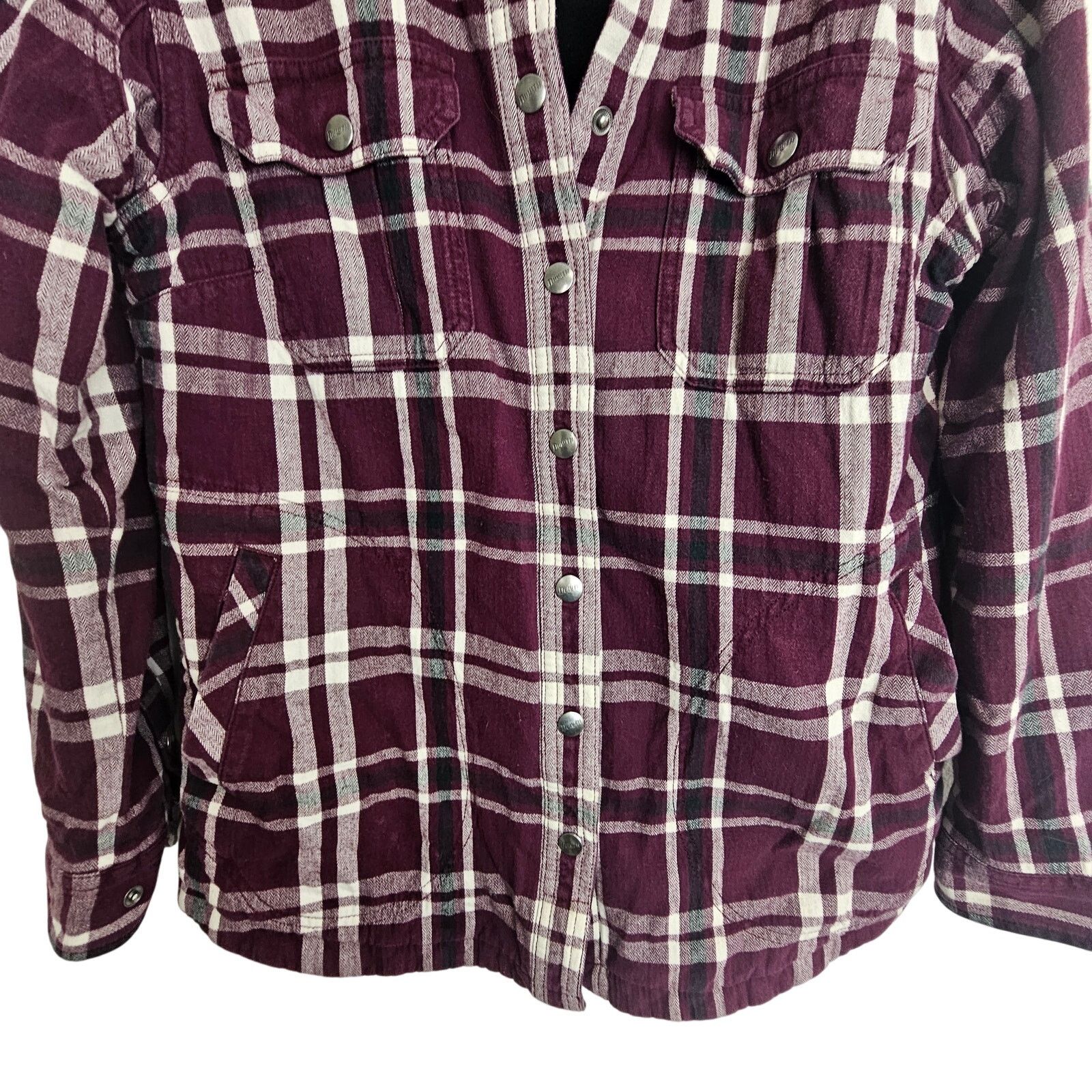 Duluth Trading Company Duluth Trading Co Fleece Lined Shacket Purple Plaid Snap Up Size S / US 4 / IT 40 - 3 Thumbnail