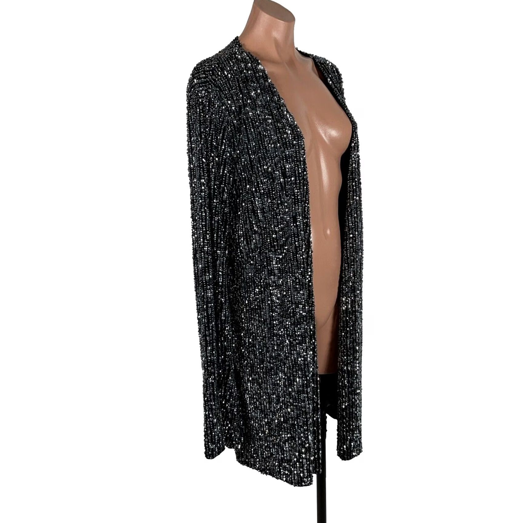 Free People NWT Free People Duster Jacket - Black Oversized 20" Long Sleeve Sz L Vintage Size L / US 10 / IT 46 - 4 Thumbnail