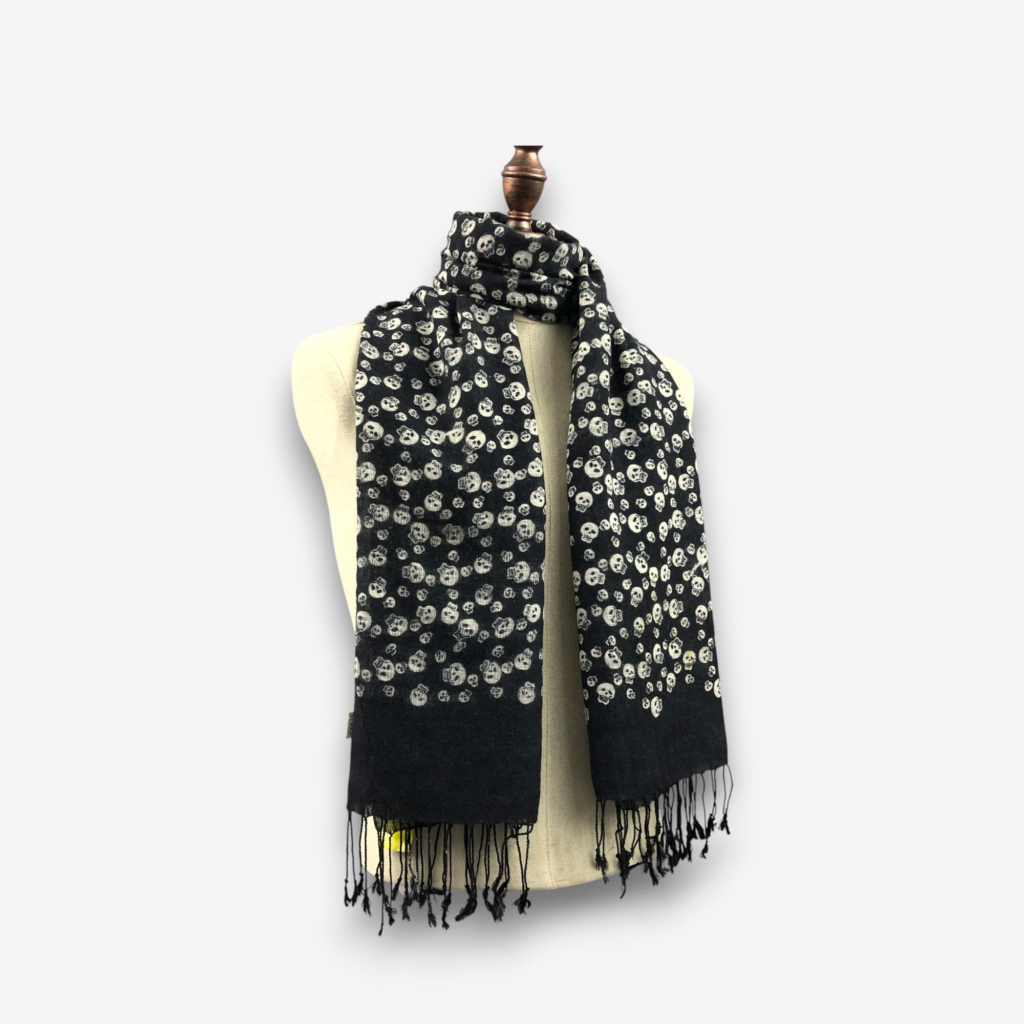 Japanese Brand Vintage Glen Prince Scarf Skulls Long Shawl Wool Scarves. Size ONE SIZE - 2 Thumbnail