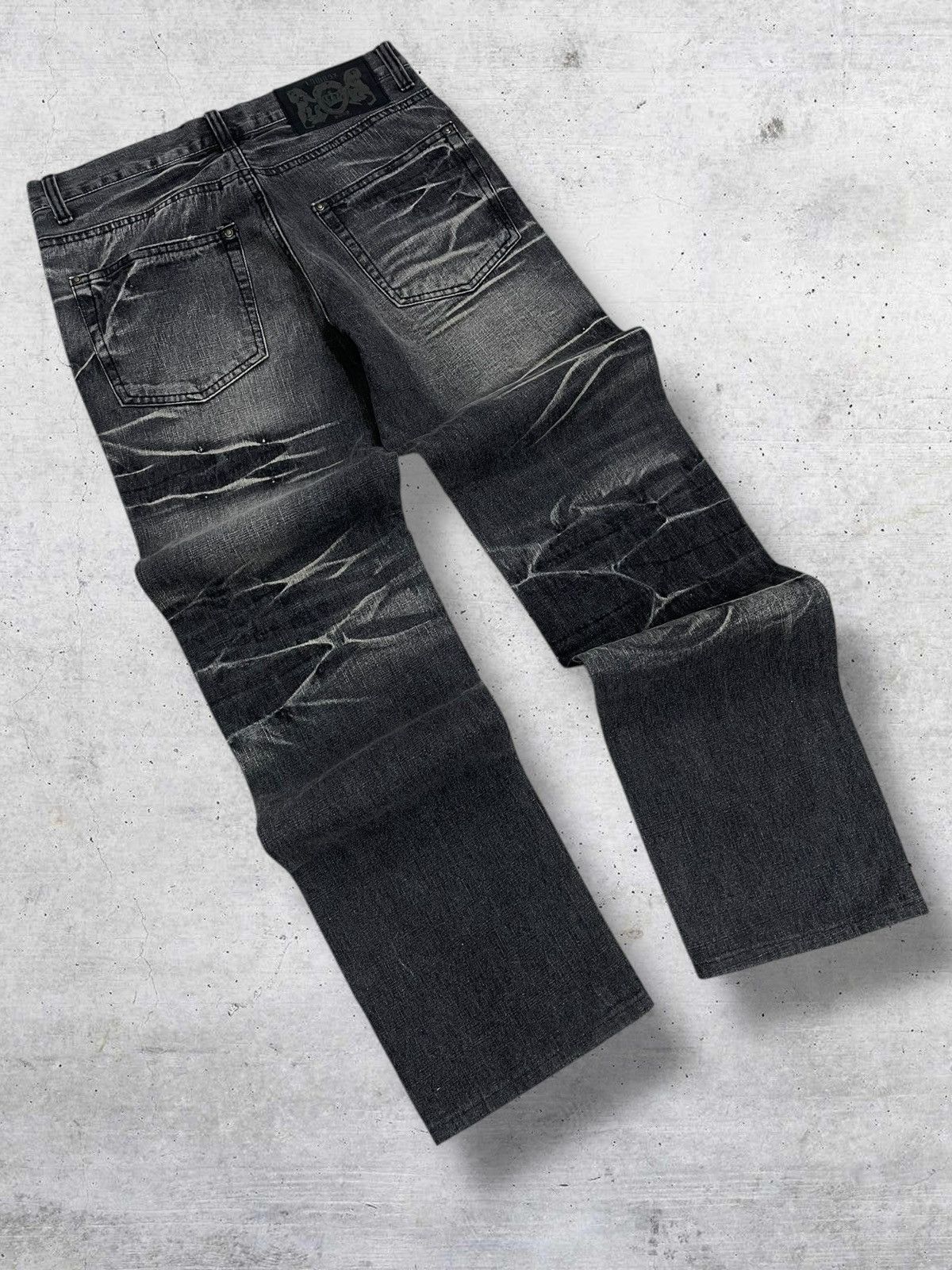 LOWBOX VINTAGE LOWBOX JAPAN OG 90S DESIGNER 3D WHISKER EFFECT DENIM Size US 29 - 9 Thumbnail