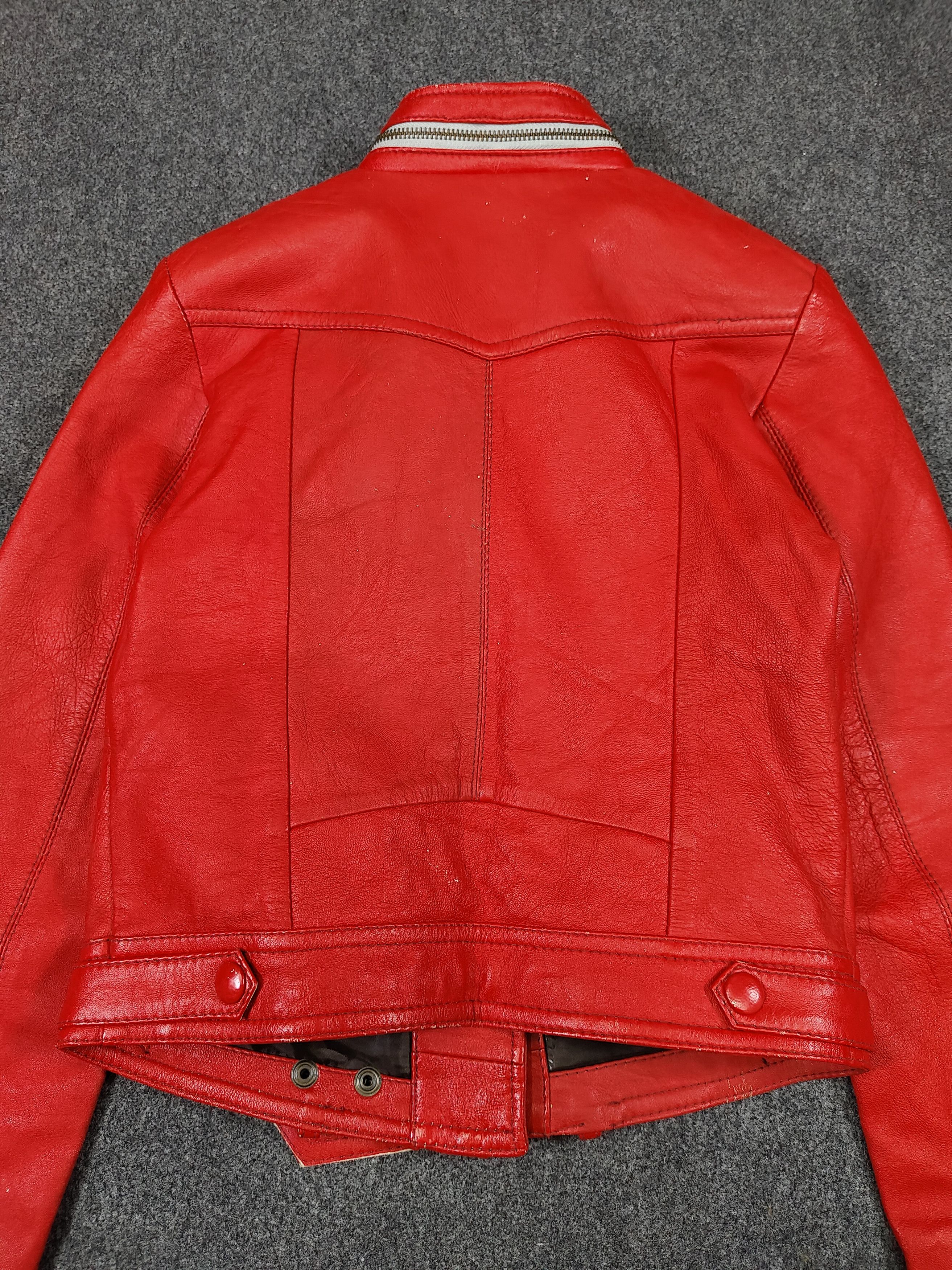 Vintage 90s Nazah London England- Cropped Moto Biker Leather Jacket Size S / US 4 / IT 40 - 8 Thumbnail