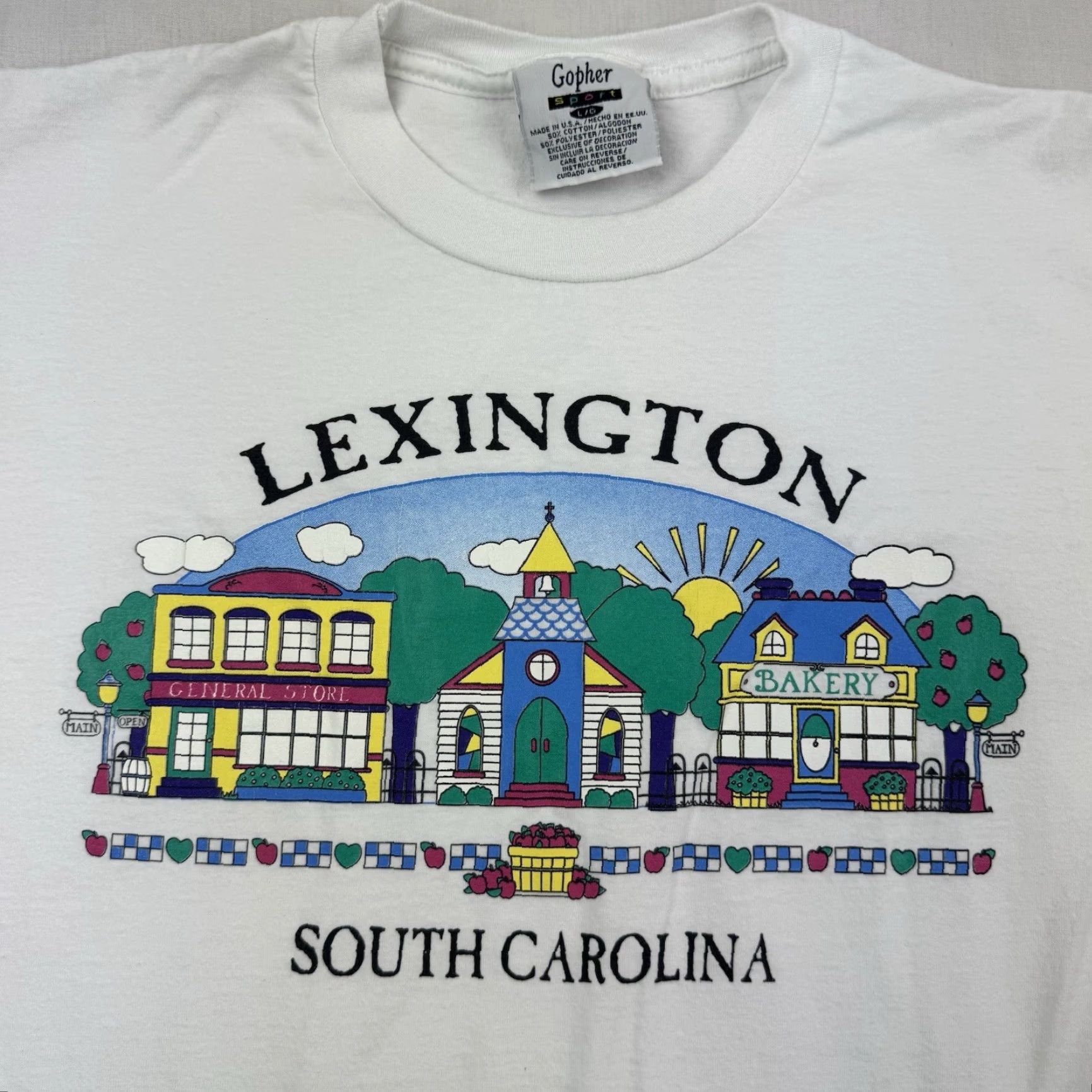 Vintage VINTAGE Gopher T Shirt Men's White Crew Neck Short Sleeve Cotton Polyester Cotton Blend Lexington Town City Travel Outdoor 90s Size US L / EU 52-54 / 3 - 3 Thumbnail