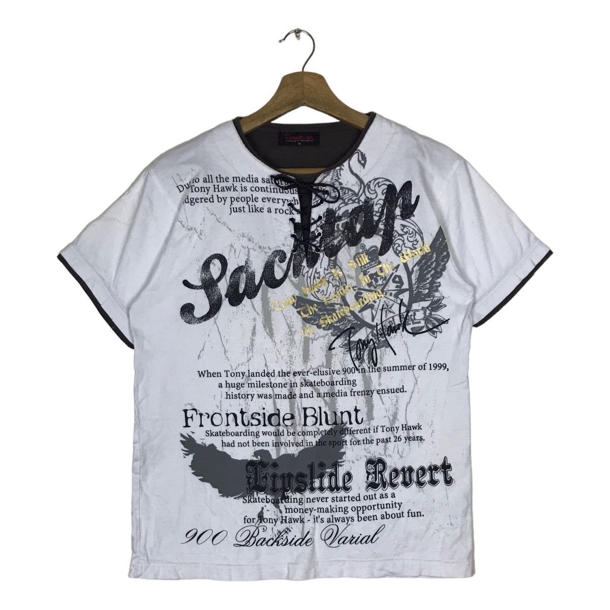 Vintage Tony Hawks Drawstring Neck Skater Tee Shirt