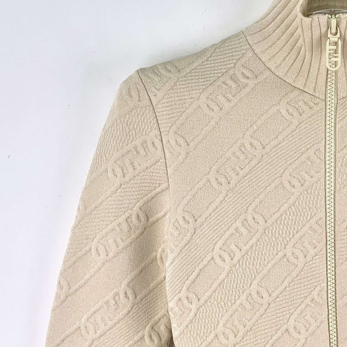 Fendi Fendi Beige Stand Collar Zipper Knit Dress K26WX Size S / US 4 / IT 40 - 3 Thumbnail
