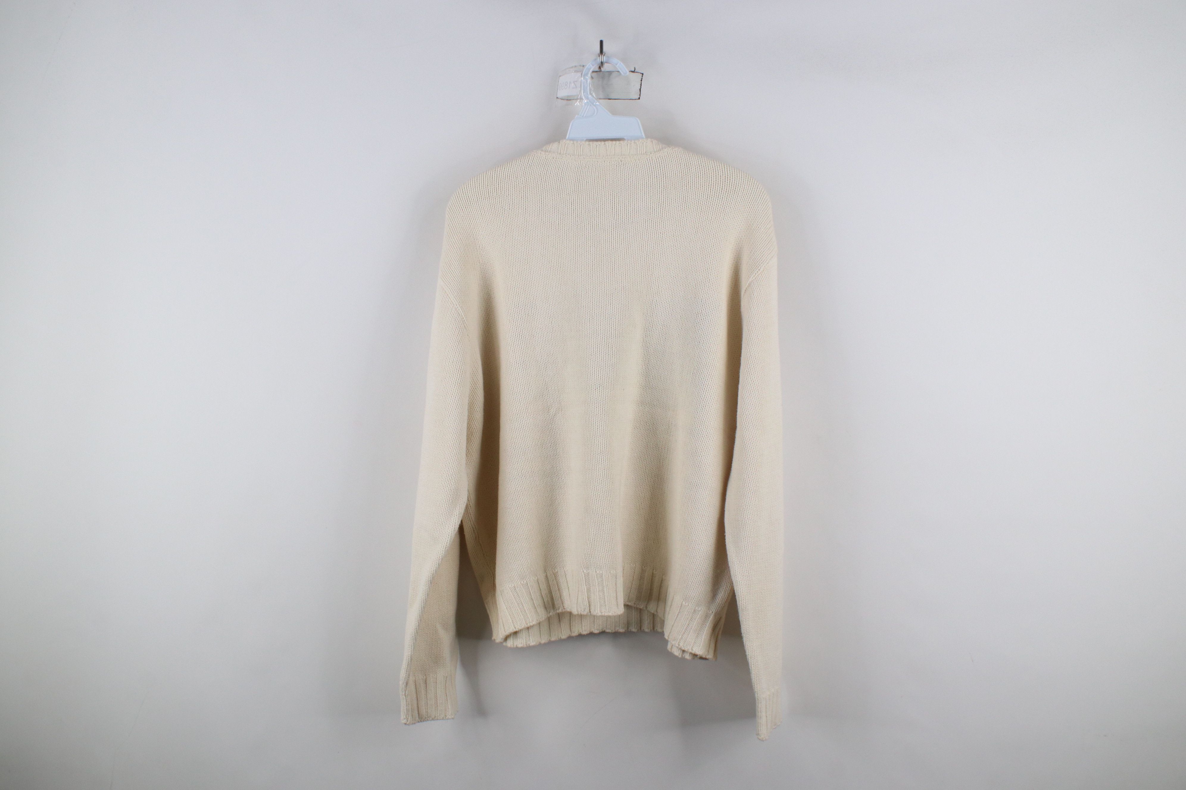Vintage Vintage 90s Streetwear Flag Cotton Knit Sweater Cream USA Size XL / US 12-14 / IT 48-50 - 9 Thumbnail