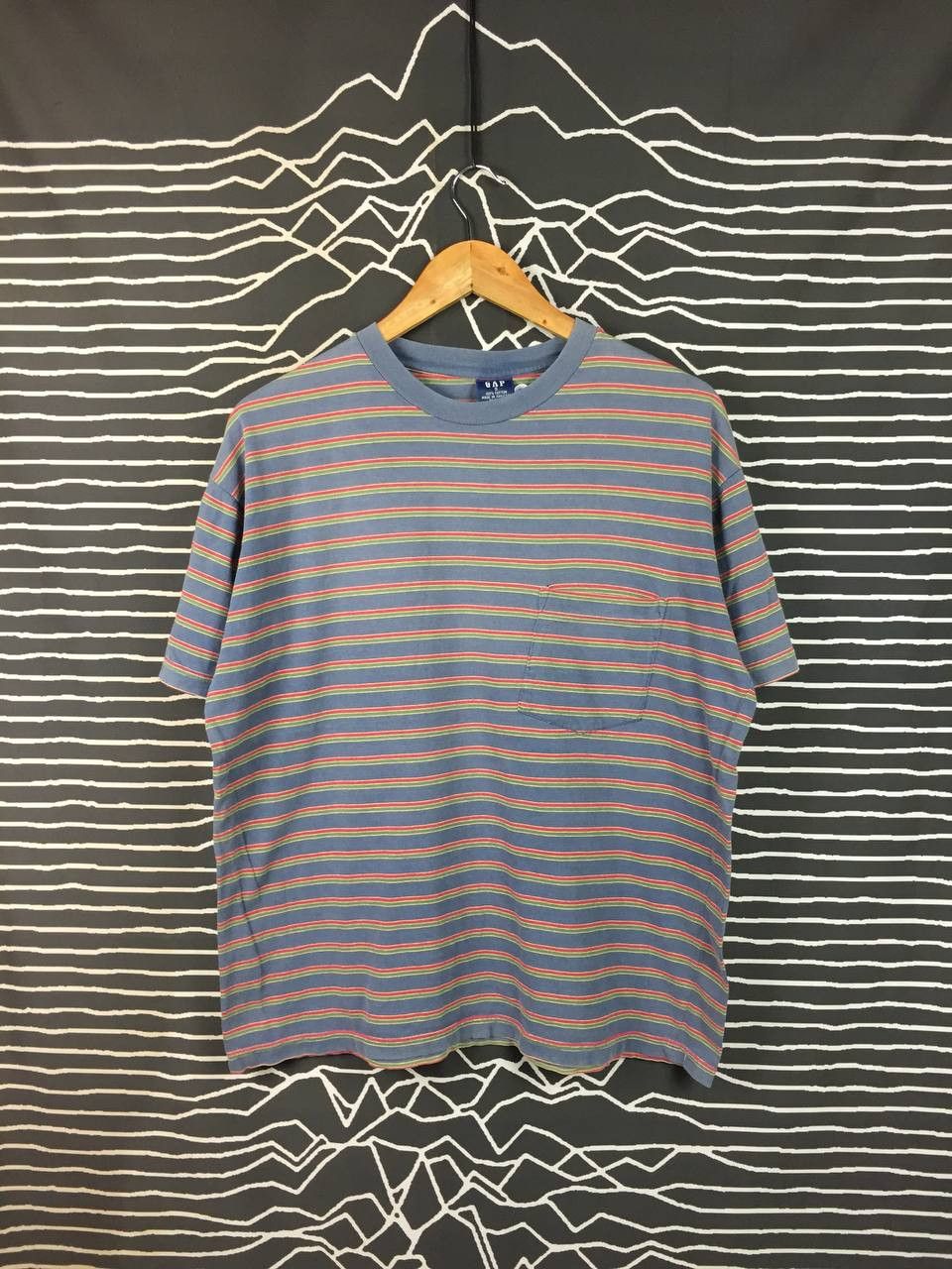 Gap Vtg GAP Multi-Color Horizontal Stripe Pocket Tee Size US S / EU 44-46 / 1 - 2 Thumbnail
