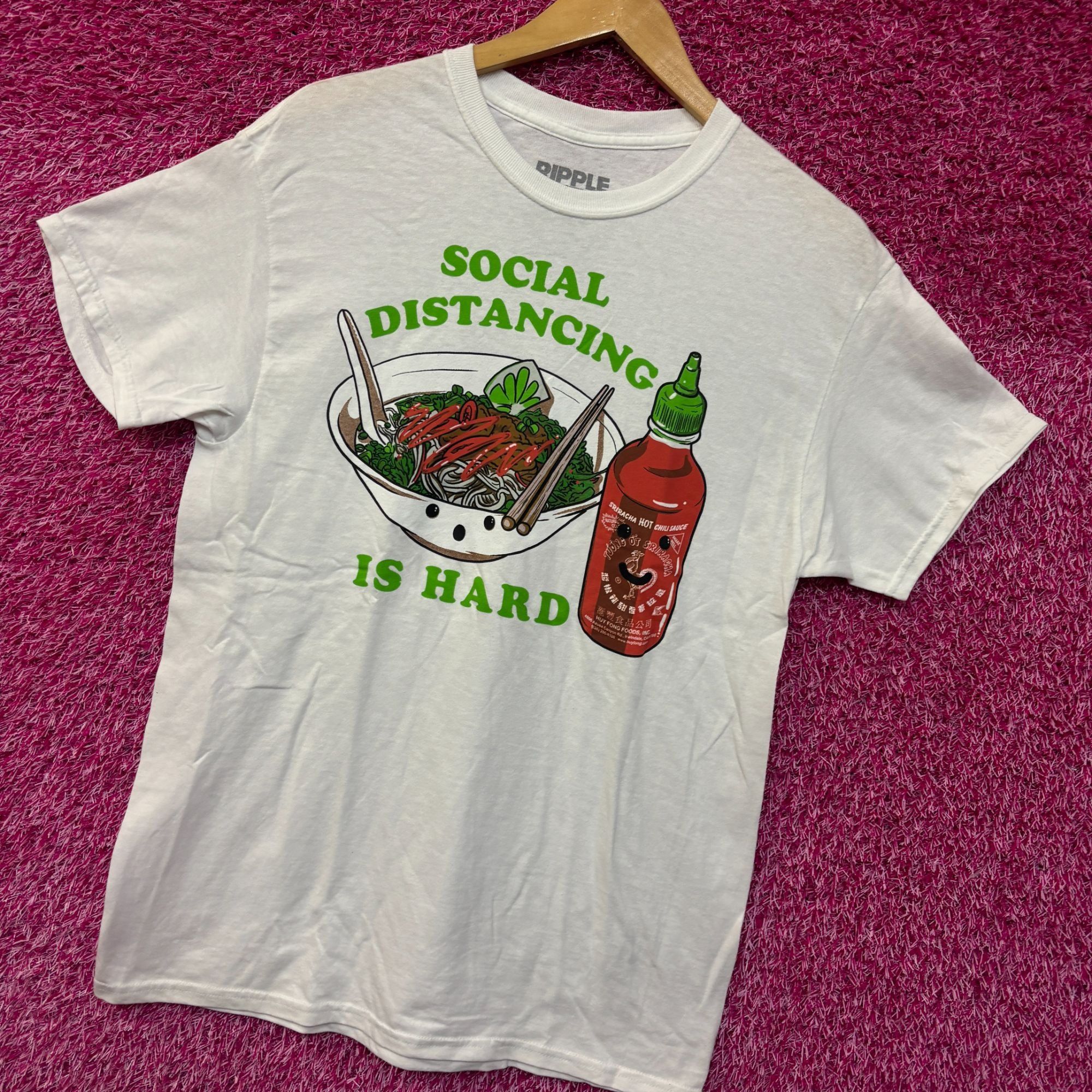 Ripple Junction Social distancing is hard damn siracha Tshirt size medium Size US M / EU 48-50 / 2 - 2 Thumbnail