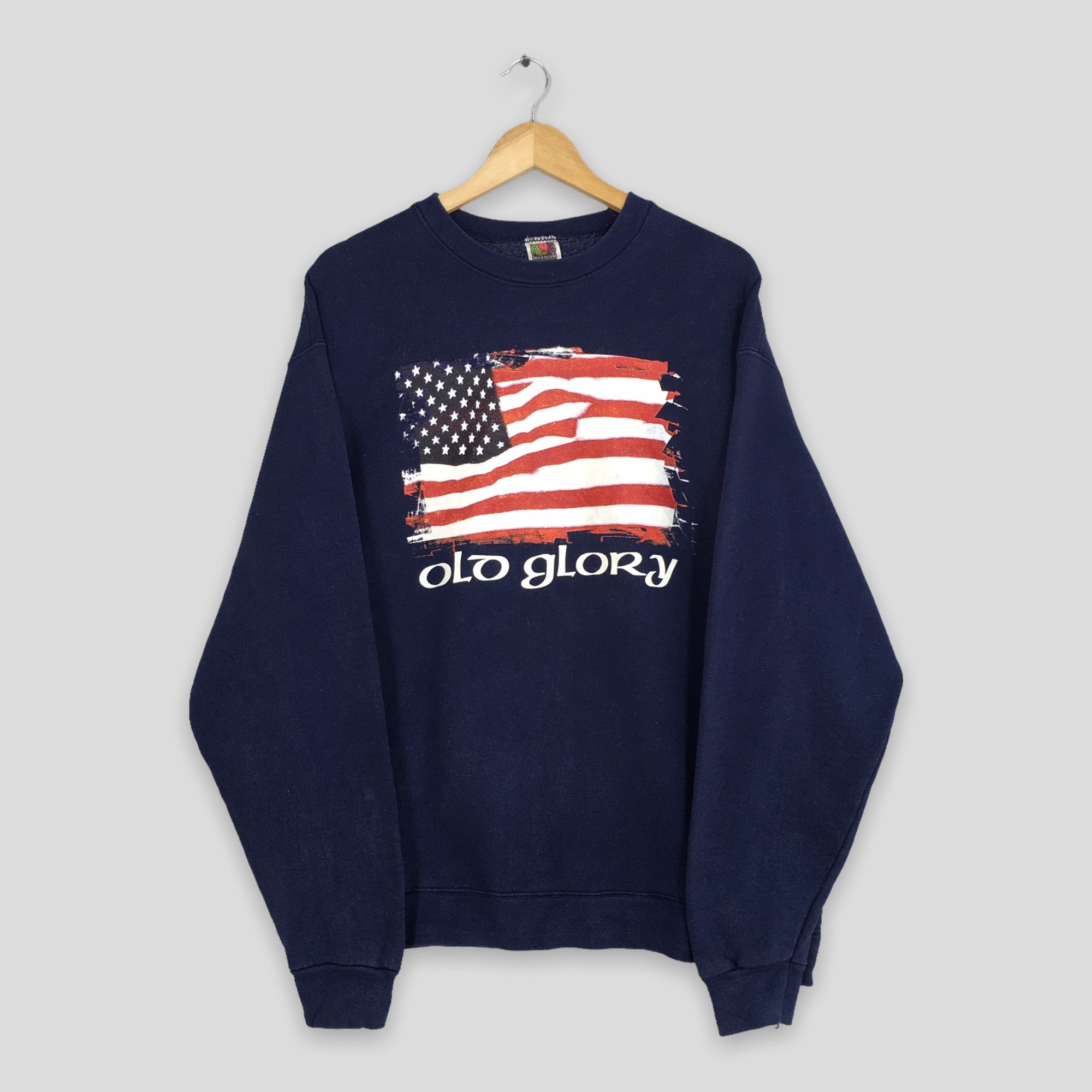 Fruit Of The Loom × Vintage Vintage Y2K America Flag Old Glory Blue Sweatshirt Medium Size US M / EU 48-50 / 2 - 1 Thumbnail