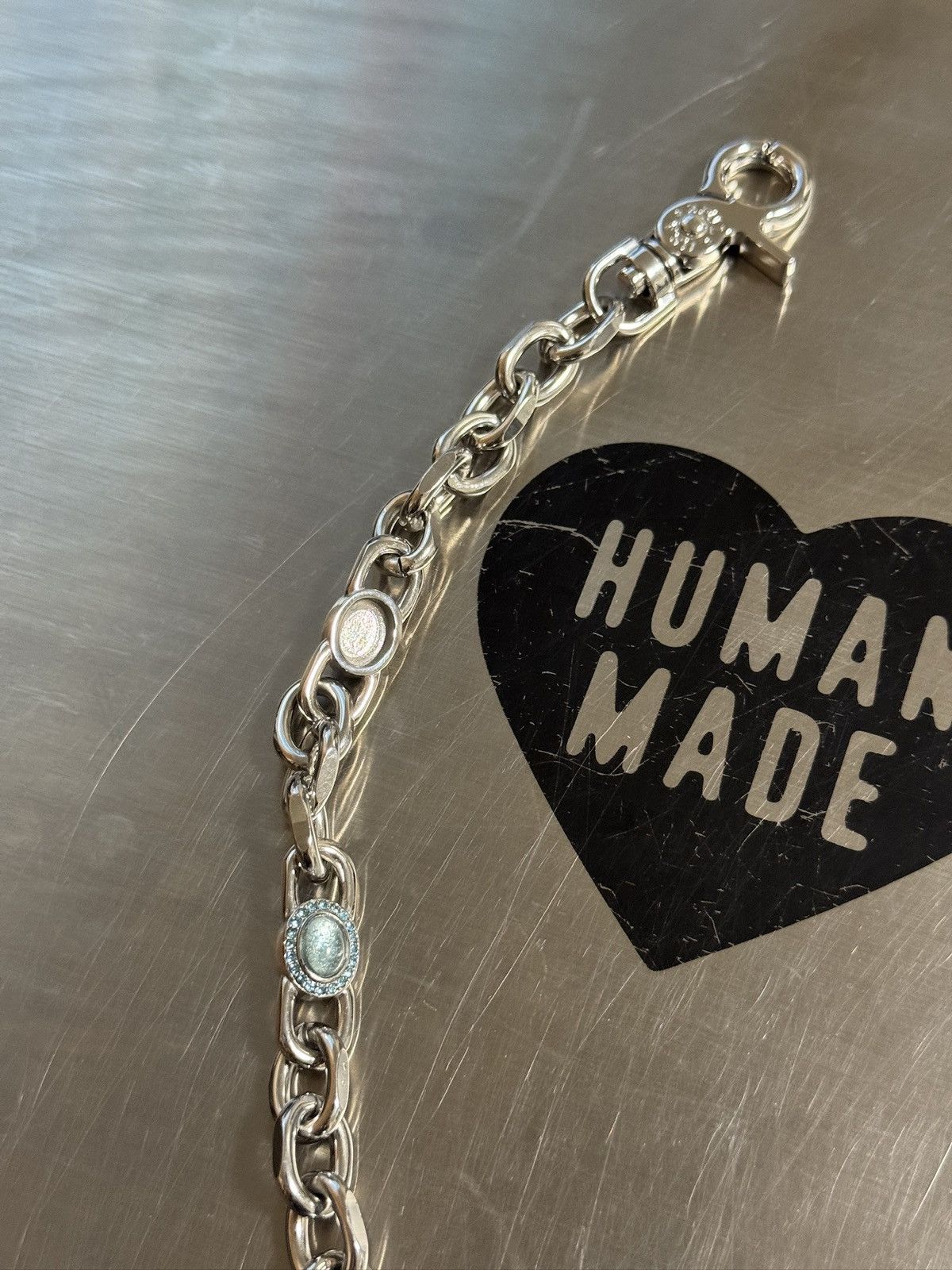 Jewelry Silver Wallet Chain Light Blue Stone 22" Size ONE SIZE - 6 Thumbnail