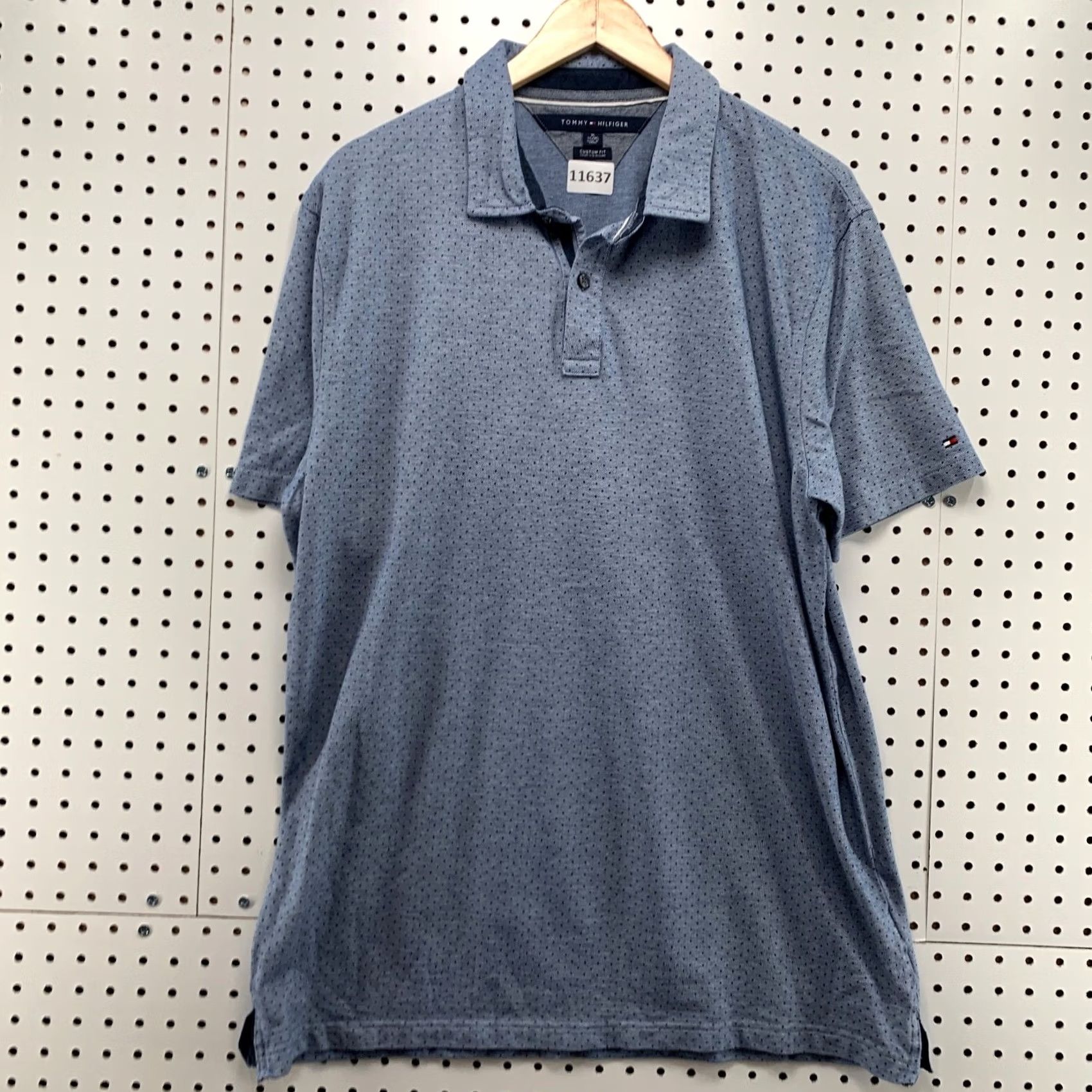Tommy Hilfiger Tommy Hilfiger Polo Shirt Mens XL Blue Polka Dot Short Sleeve Casual Custom Fit Shirt Size US XL / EU 56 / 4 - 2 Thumbnail