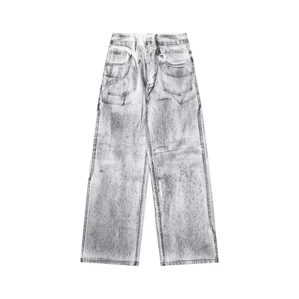 Japanese Brand Streetwear tie-dye washed dirty white baggy jeans y2k Size US 32 / EU 48 - 2 Thumbnail