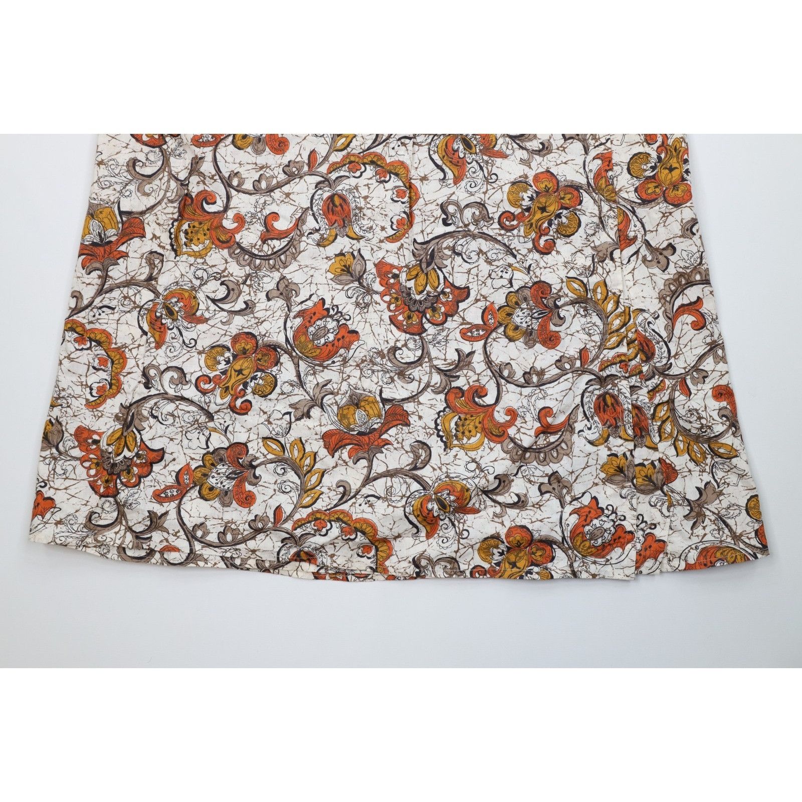 Vintage Vintage 60s 70s Barkcloth Bark Cloth Paisley Flower Skirt Size 25" / US 0 / IT 36 - 4 Thumbnail