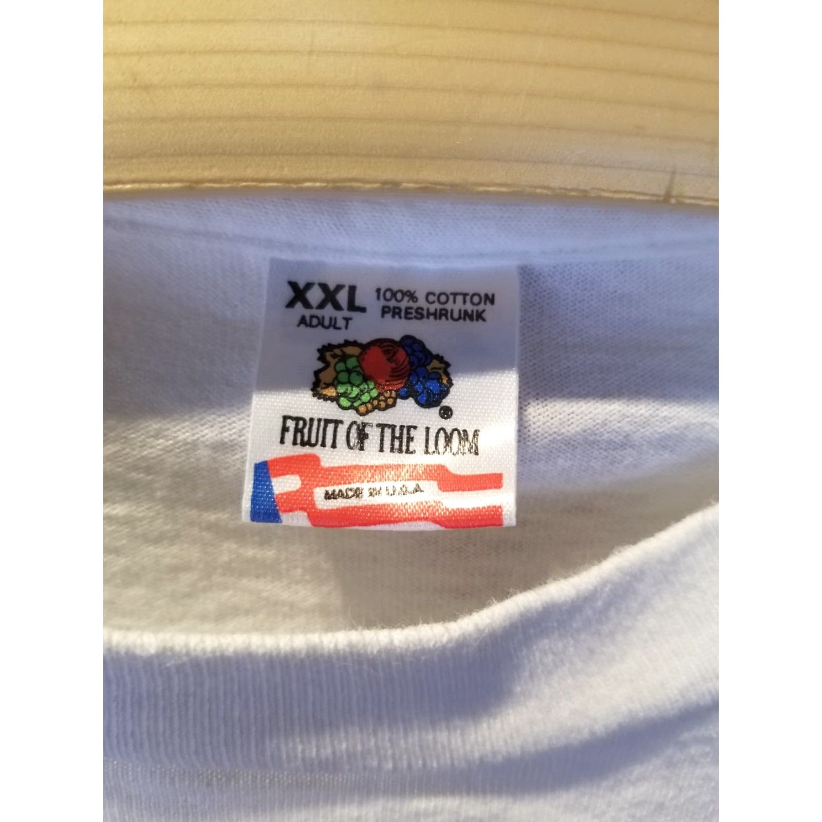 Fruit Of The Loom VINTAGE Fruit of the Loom T-Shirt White Cotton Crew Neck 93' MooseMito Moosequito Von Rautenkranz 2XL XX L Mens MENS Size US XXL / EU 58 / 5 - 6 Thumbnail