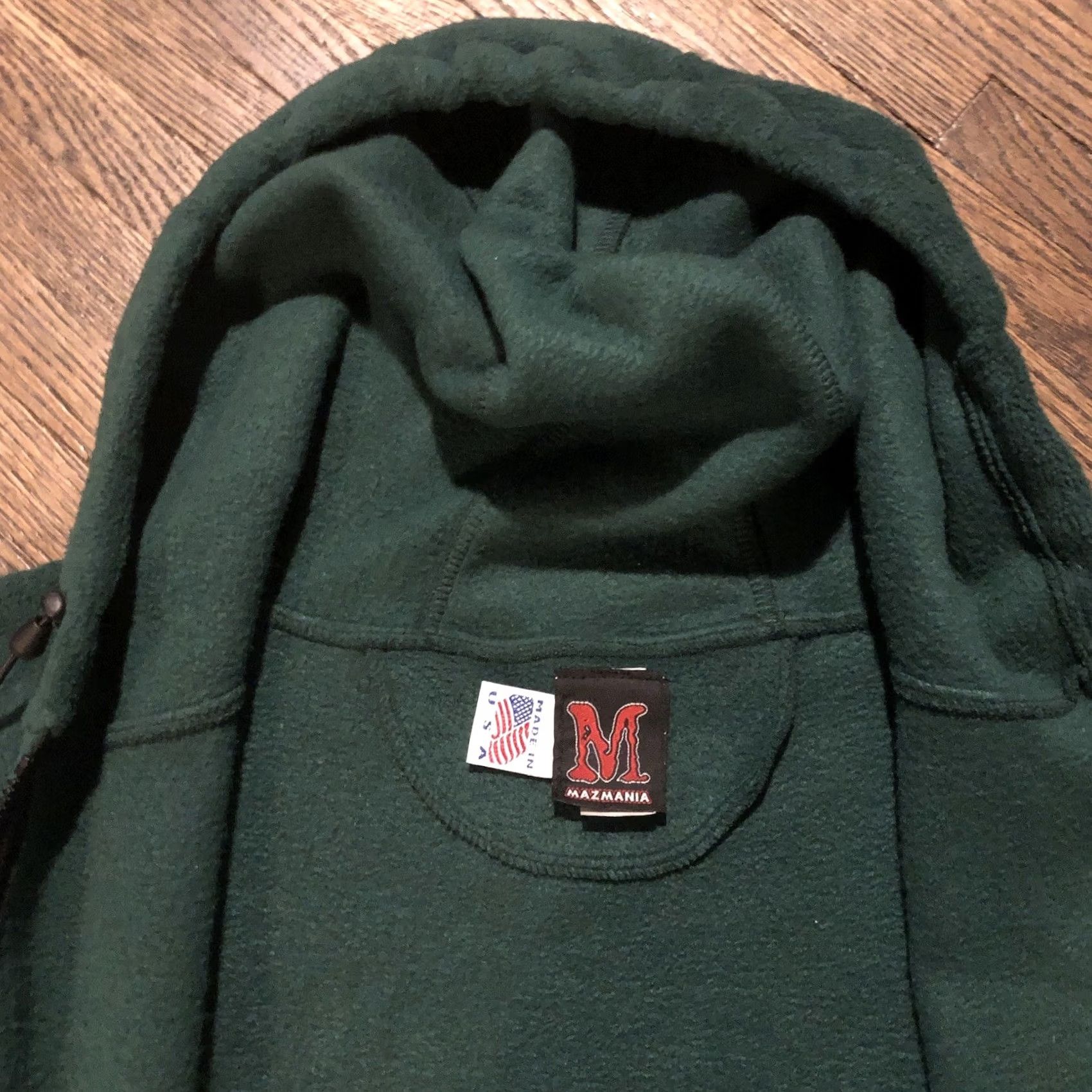 Vintage VINTAGE Mazmania Women's XS Solid Green Soft Fleece Hooded Zip Jacket USA 90s Size XS / US 0-2 / IT 36-38 - 7 Thumbnail