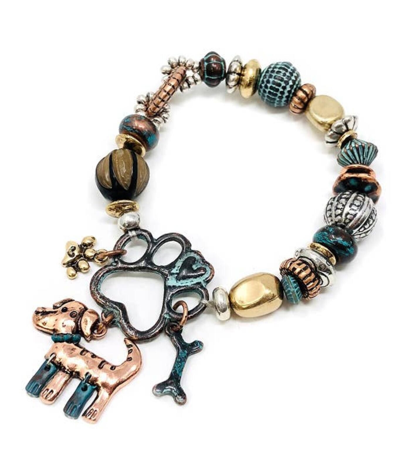 Other Handmade Beaded Dog Charm Stretch Bracelet Size ONE SIZE - 1 Preview