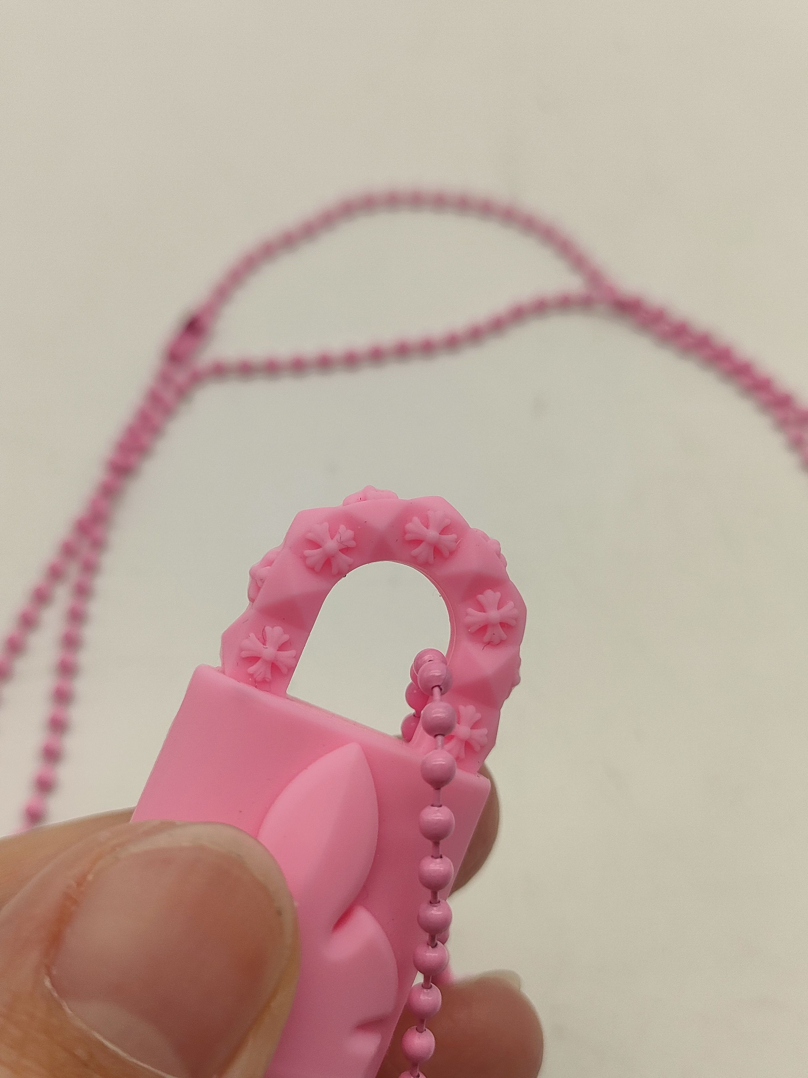 Chrome Hearts Chrome Hearts Pink Resin Lock Pendant Ball Chain Necklace Size ONE SIZE - 6 Thumbnail