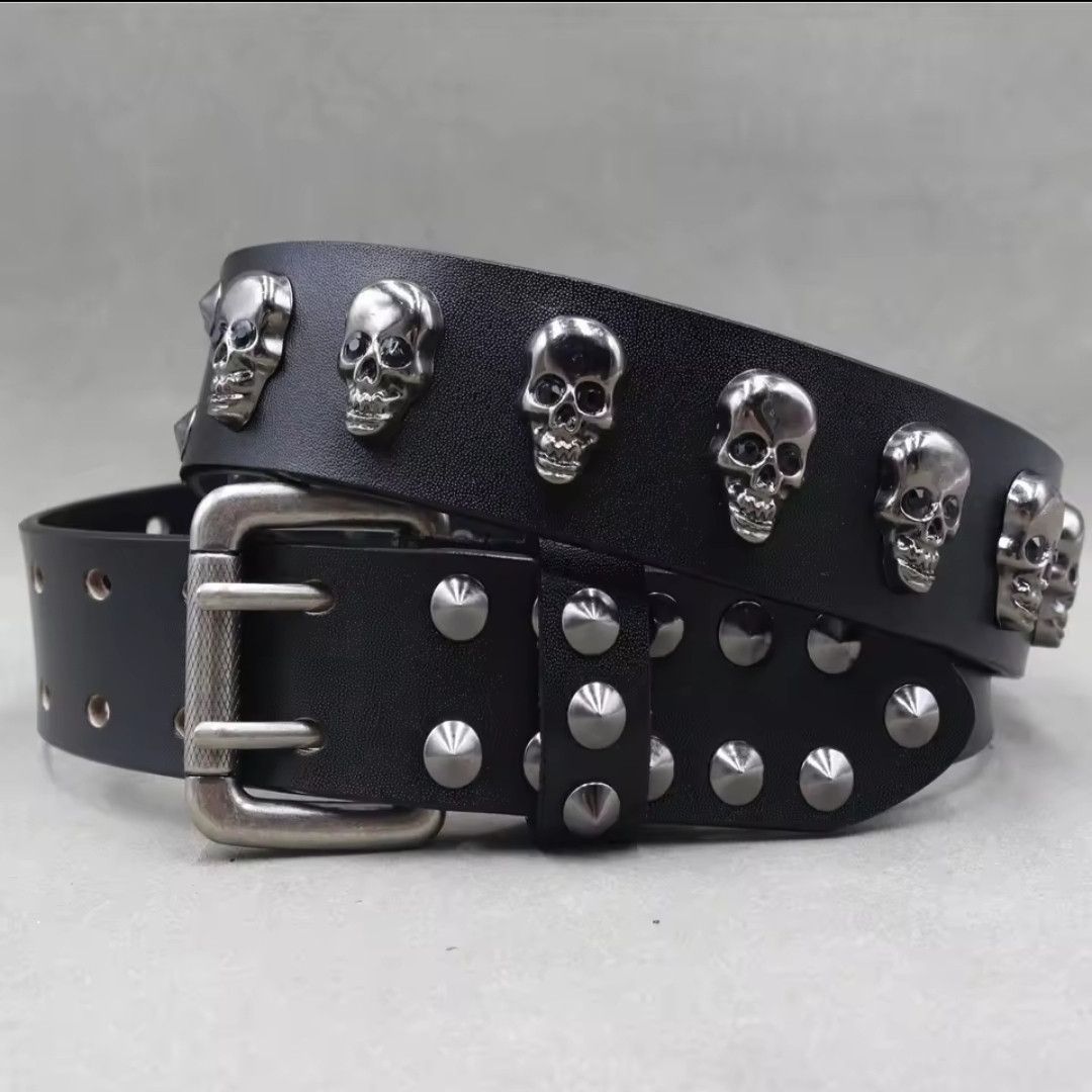 Designer Skull Rivet Belt Size ONE SIZE - 3 Thumbnail