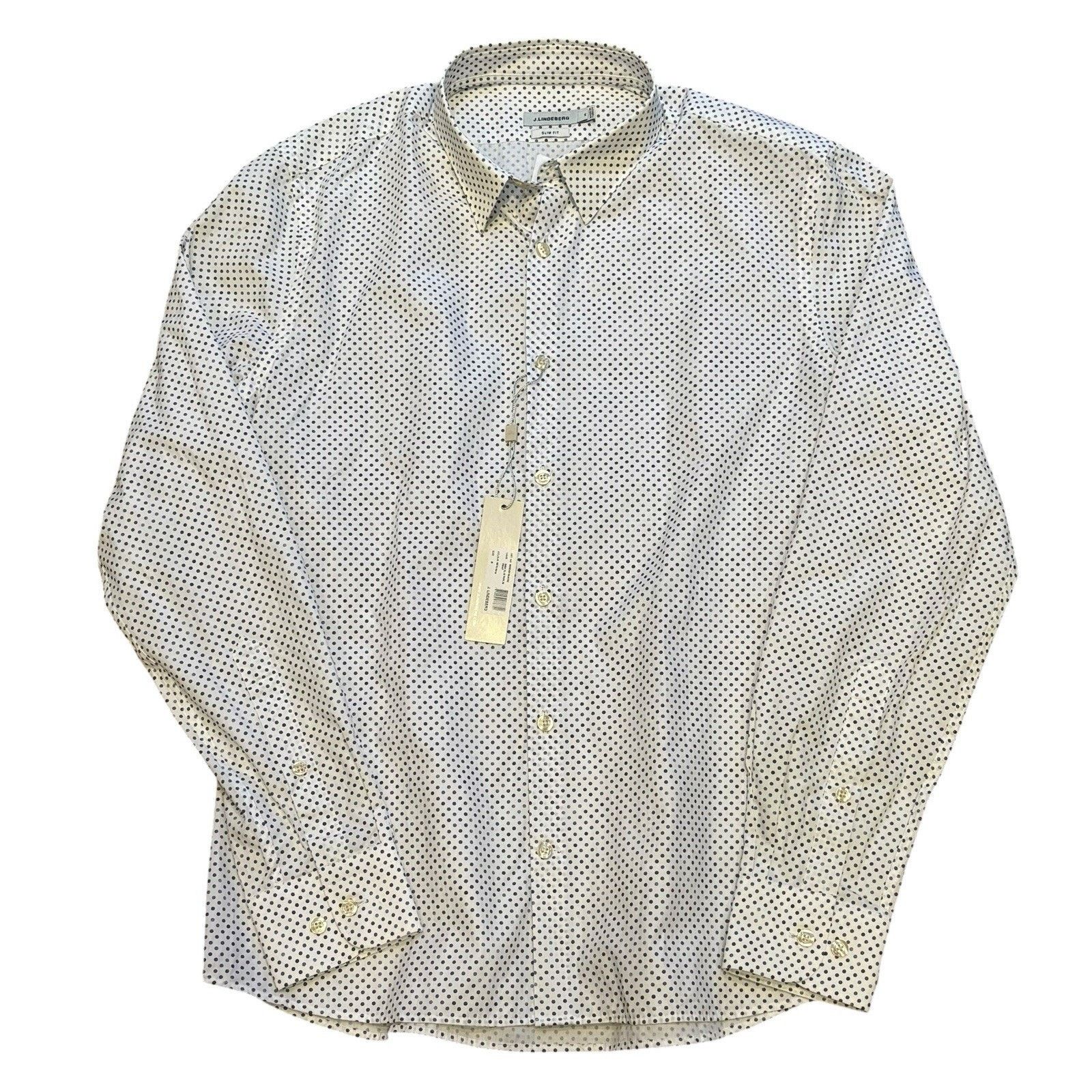 J.Lindeberg J.Lindeberg Slim Fit Men's Medium White Blue Micro Polka Dot Size US M / EU 48-50 / 2 - 1 Thumbnail