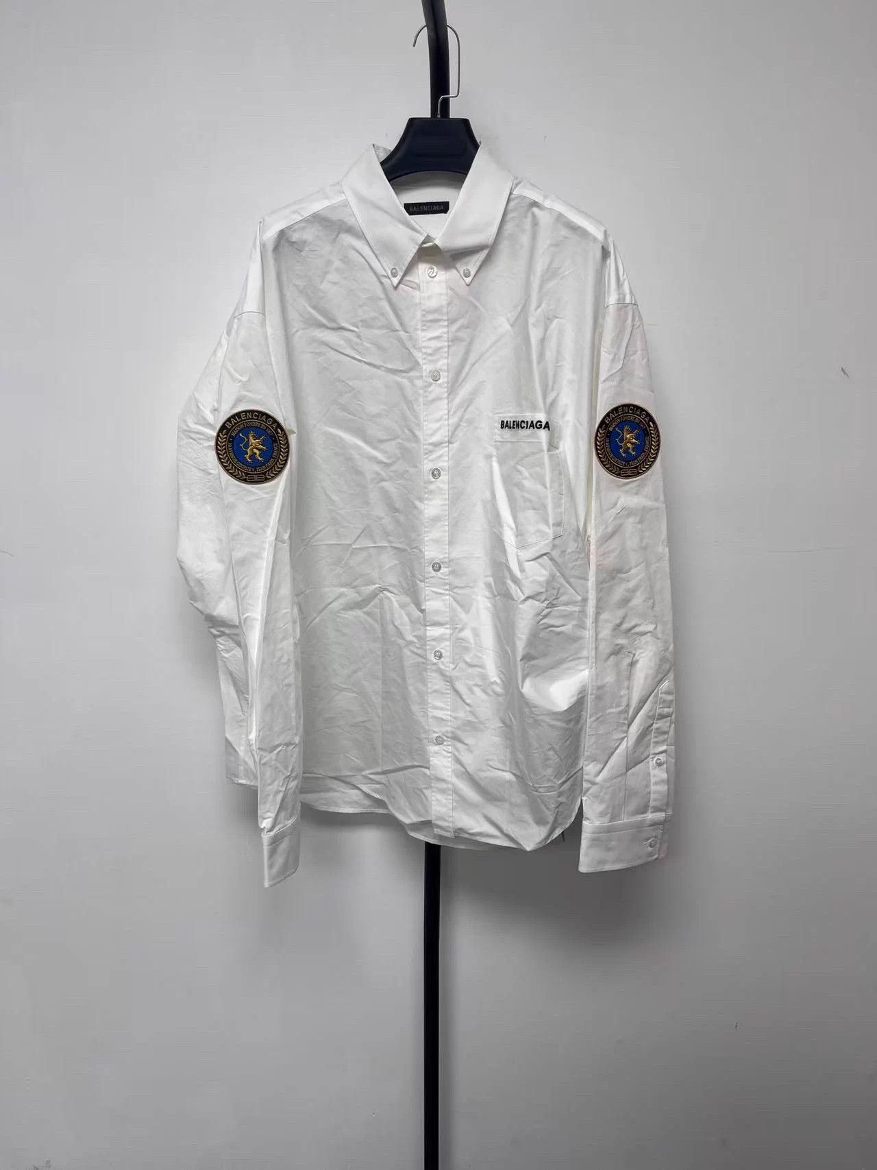 Balenciaga White Logo Oversized Long Sleeve Shirt Men's 41