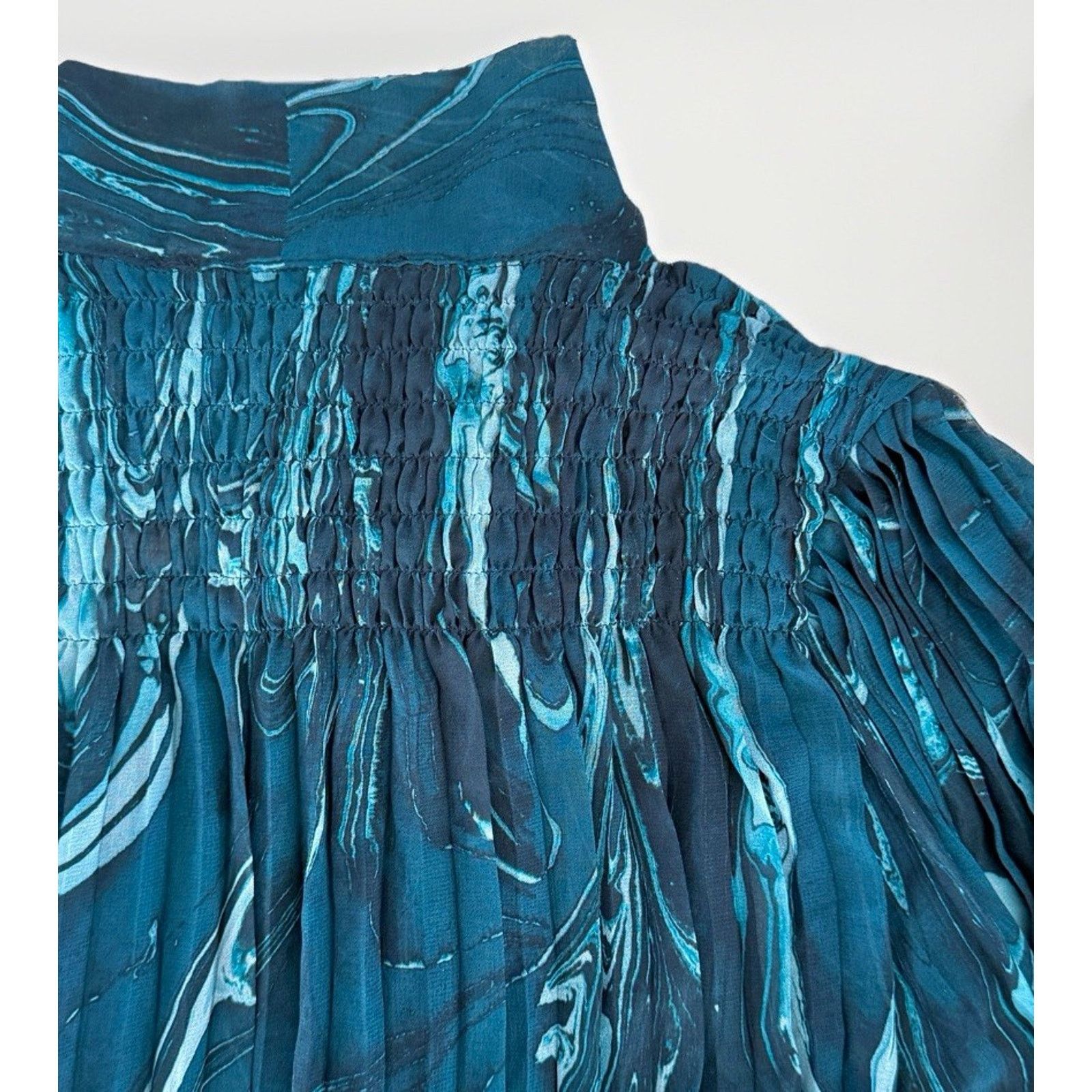 Banana Republic Banana Republic Teal Marble Tie Scarf Neck Dress XS Women's Size XS / US 0-2 / IT 36-38 - 4 Thumbnail