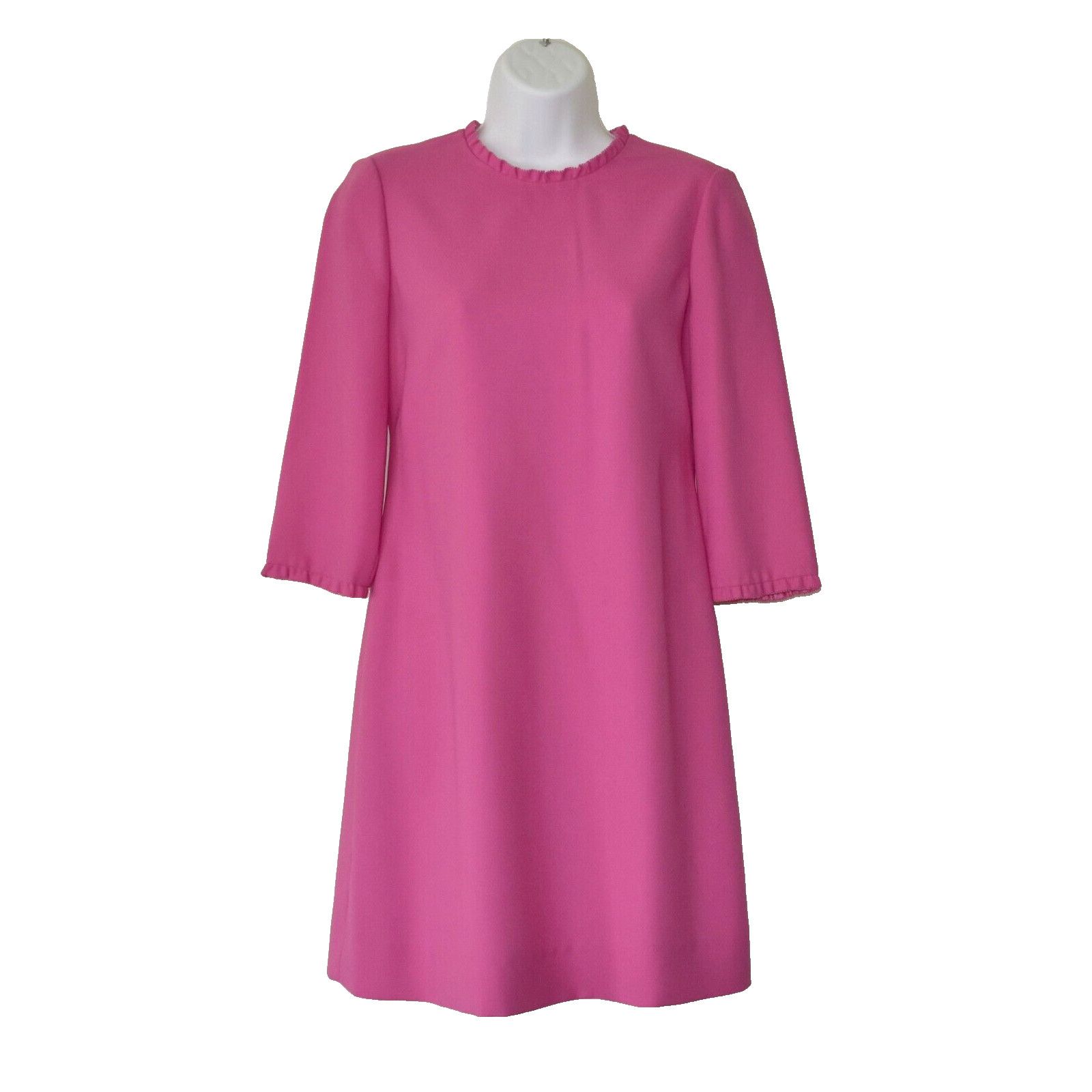 Kate Spade NEW KATE SPADE Pink Crepe Ruffle Trim Shift Dress Size 0 Size XS / US 0-2 / IT 36-38 - 1 Thumbnail